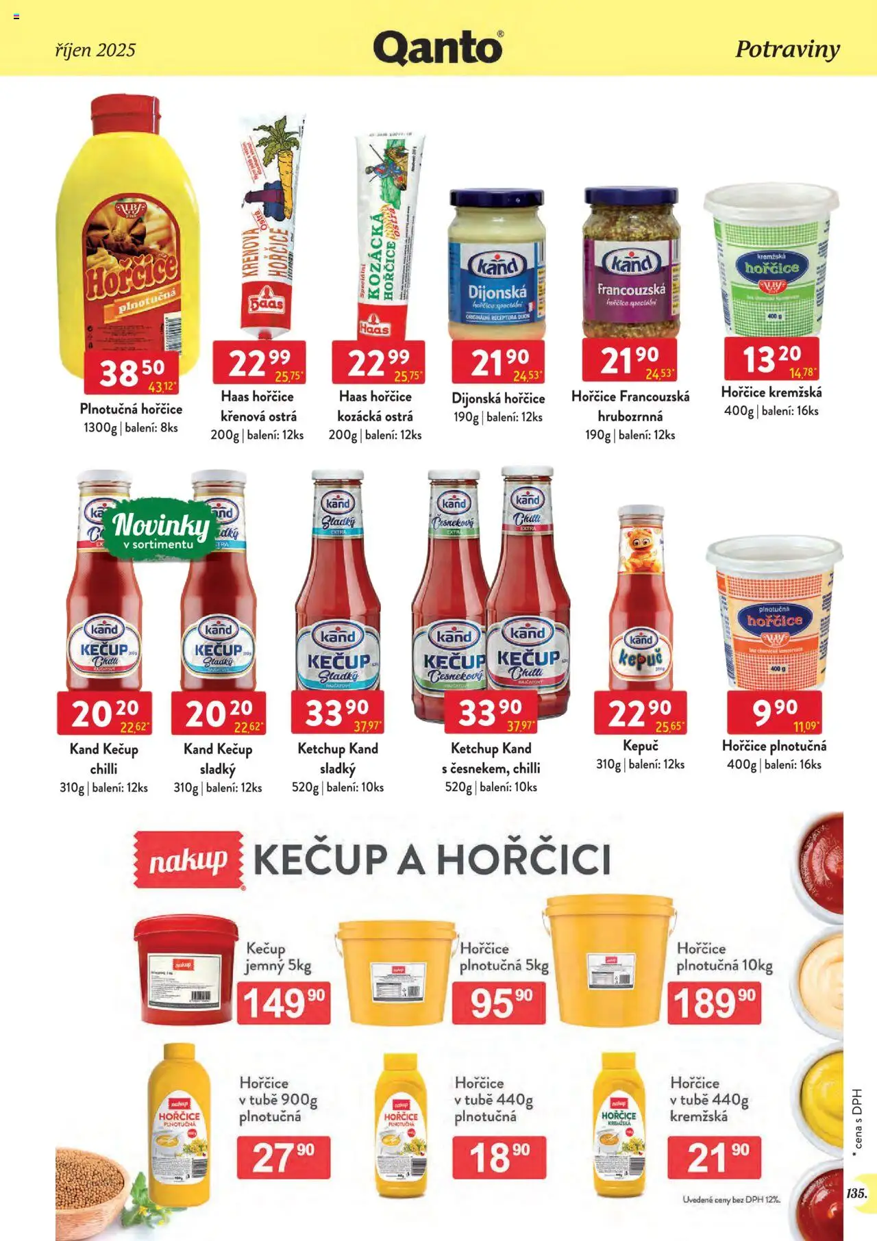 Astur & Qanto leták - Velkoobchod 10/2025 od 01.10.2025 | Strana: 135 | Produkty: Kečup Kand, Hořčice, Potraviny, Dijonská hořčice