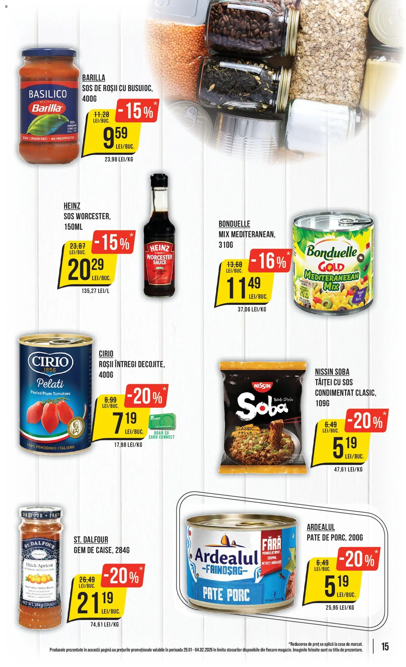 Noul catalog Mega Image – valabil de la 29.01.2026 | Pagină: 15 | Produse: Delgeç, Pate, Roșii, Sos