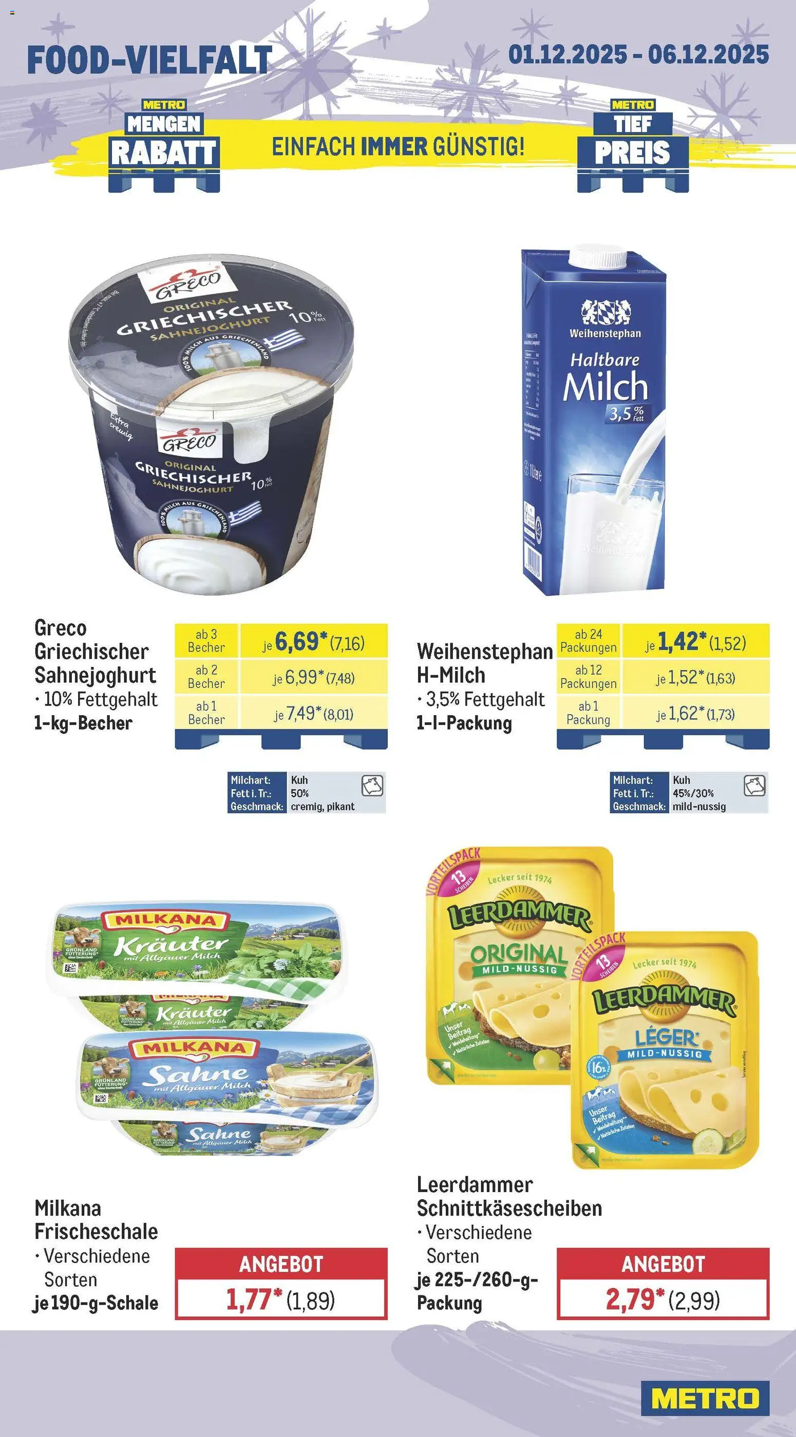 Metro Prospekt 	 – gültig ab 01.12.2025 | Seite: 9 | Produkte: Milkana, Haltbare milch, Leerdammer, Sahne