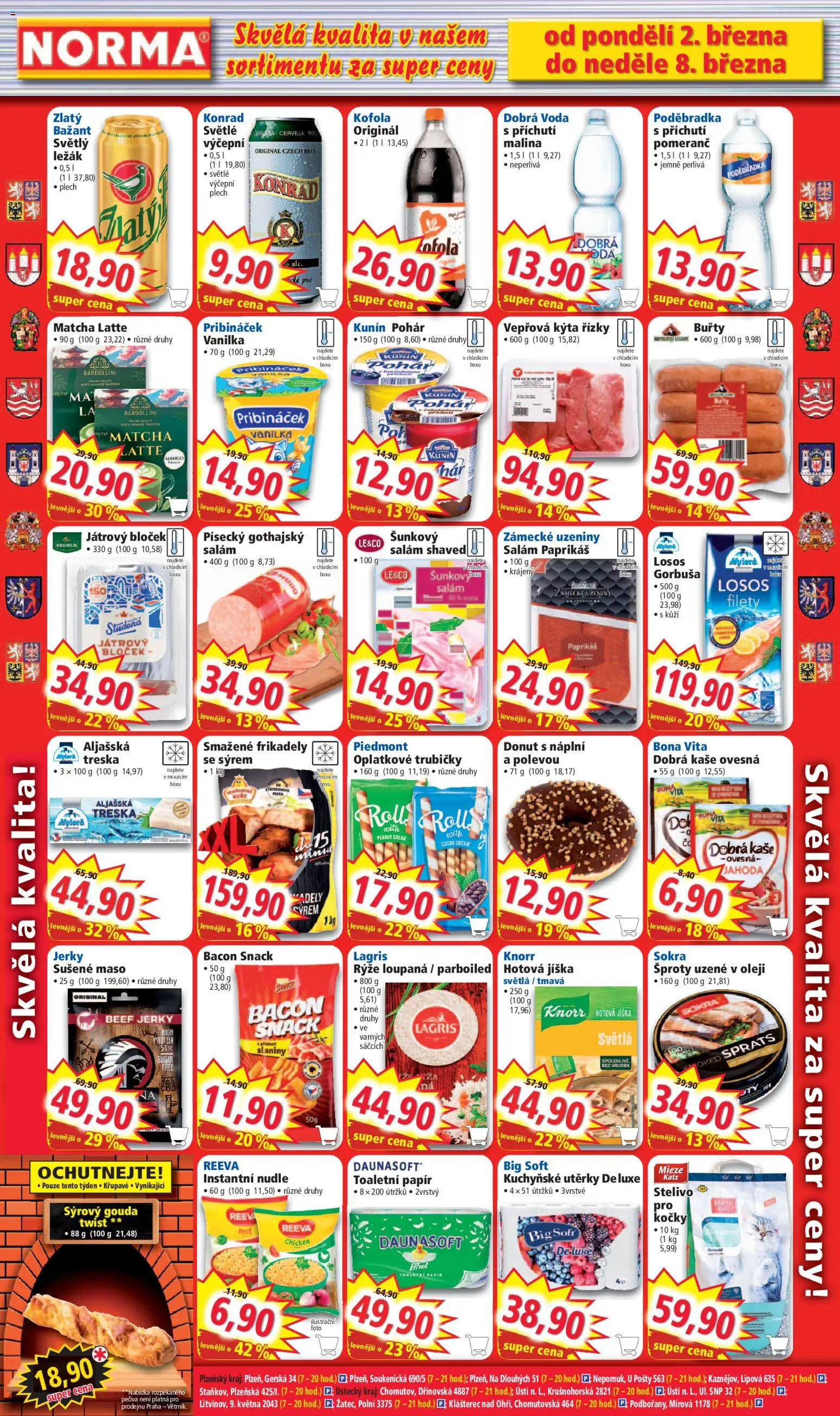 Norma leták od 02.03.2026 | Strana: 6 | Produkty: Voda, Gouda, Aljašská treska, Uzeniny