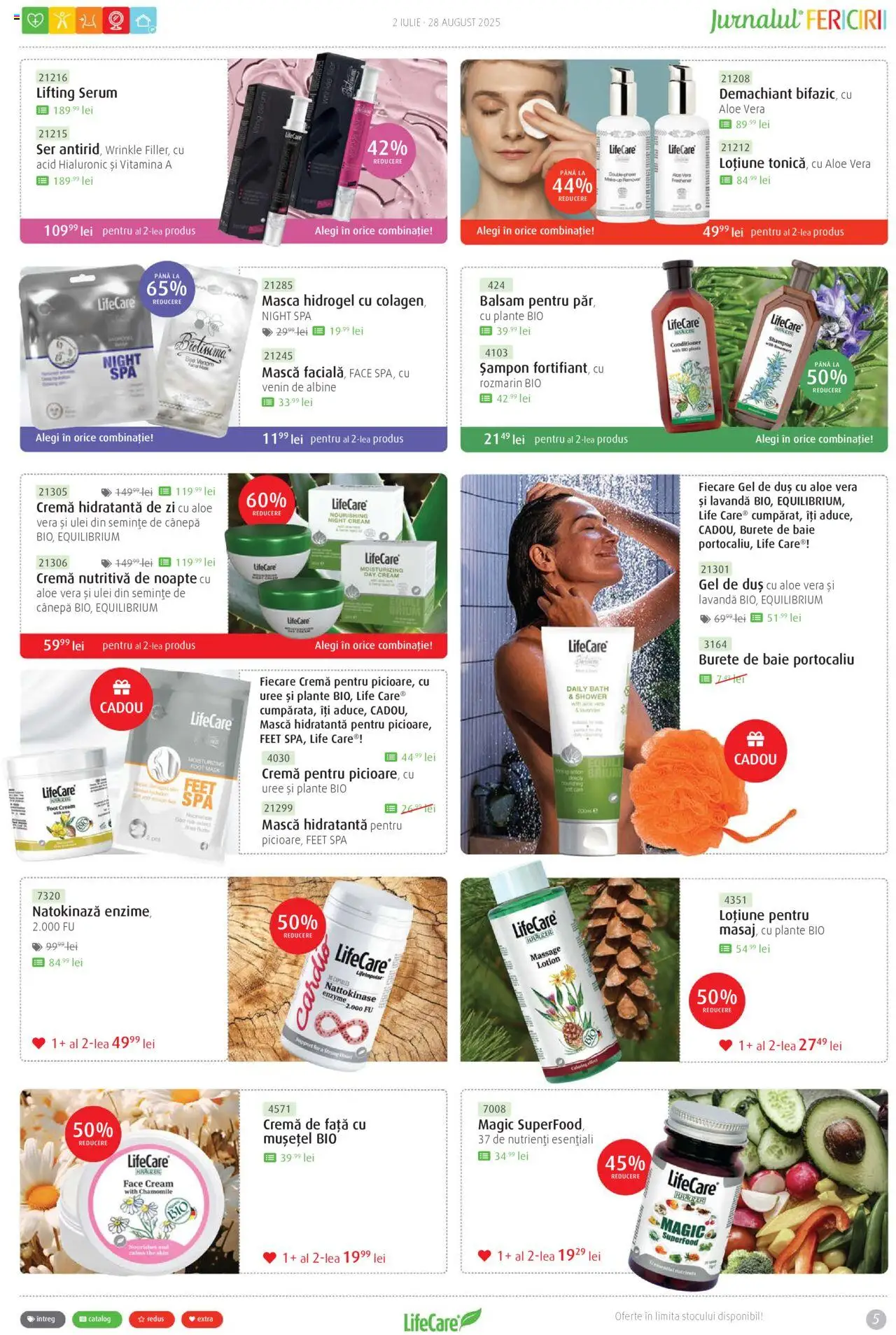 Life Care catalog - Jurnalul Fericirii Iulie/August – valabil de la 02.07.2025 | Pagină: 5 | Produse: Arapsaçı, Duș, Burete, Burete de baie