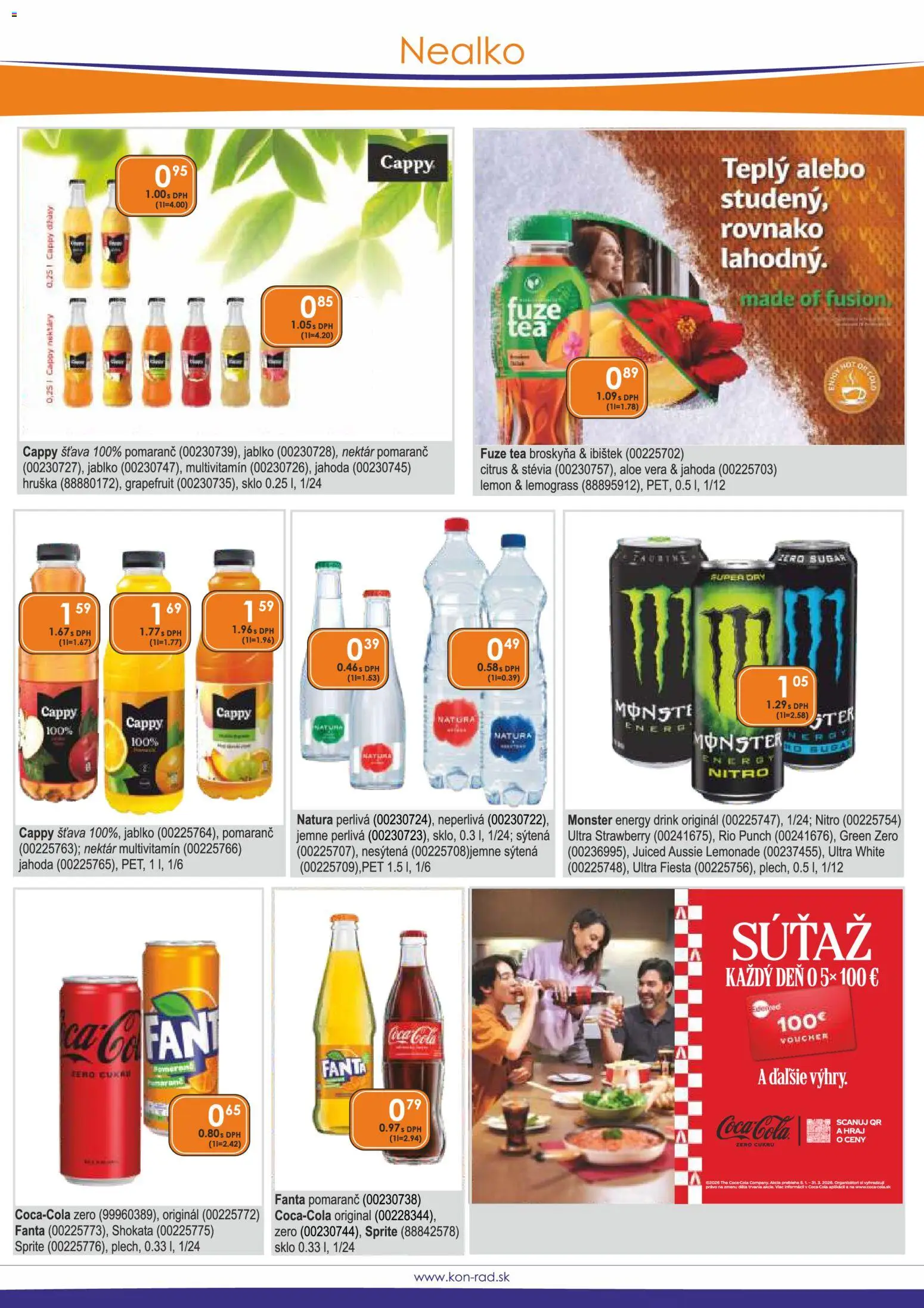 Nové KON - RAD akcie – leták je platný od 01.02.2026 | Strana: 20 | Produkty: Sprite, Grapefruit, Fanta, Coca cola