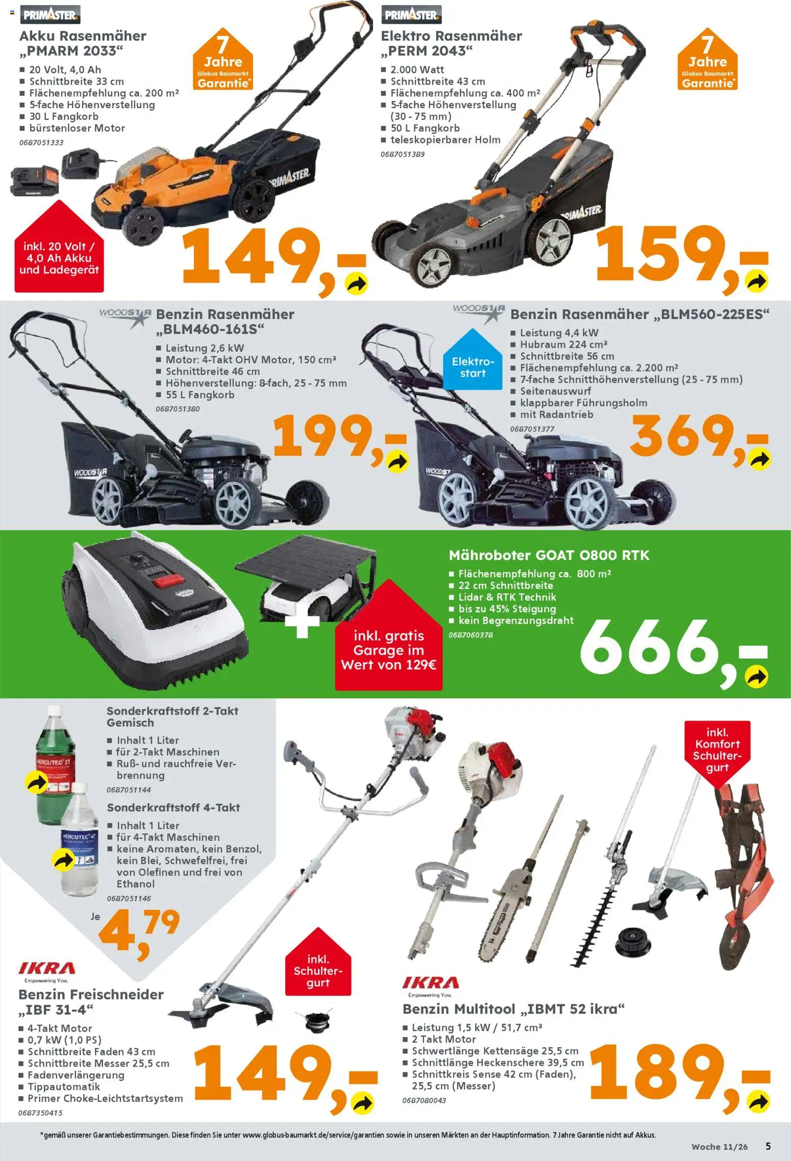 Globus Baumarkt Prospekt Berlin-Treptow	 – gültig ab 09.03.2026 | Seite: 5 | Produkte: Rasenmäher, Primer, Ladegerät