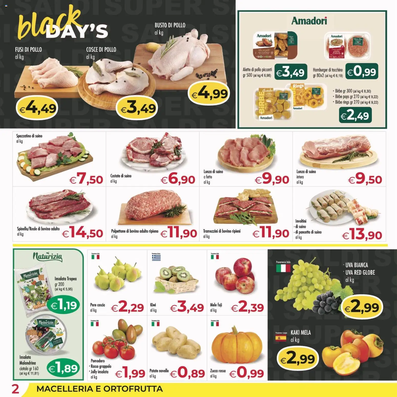 Volantino MerSi Supermercati del 17.11.2025 | Pagina: 2 | Prodotti: Pollo, Pancetta, Insalata, Pomodoro