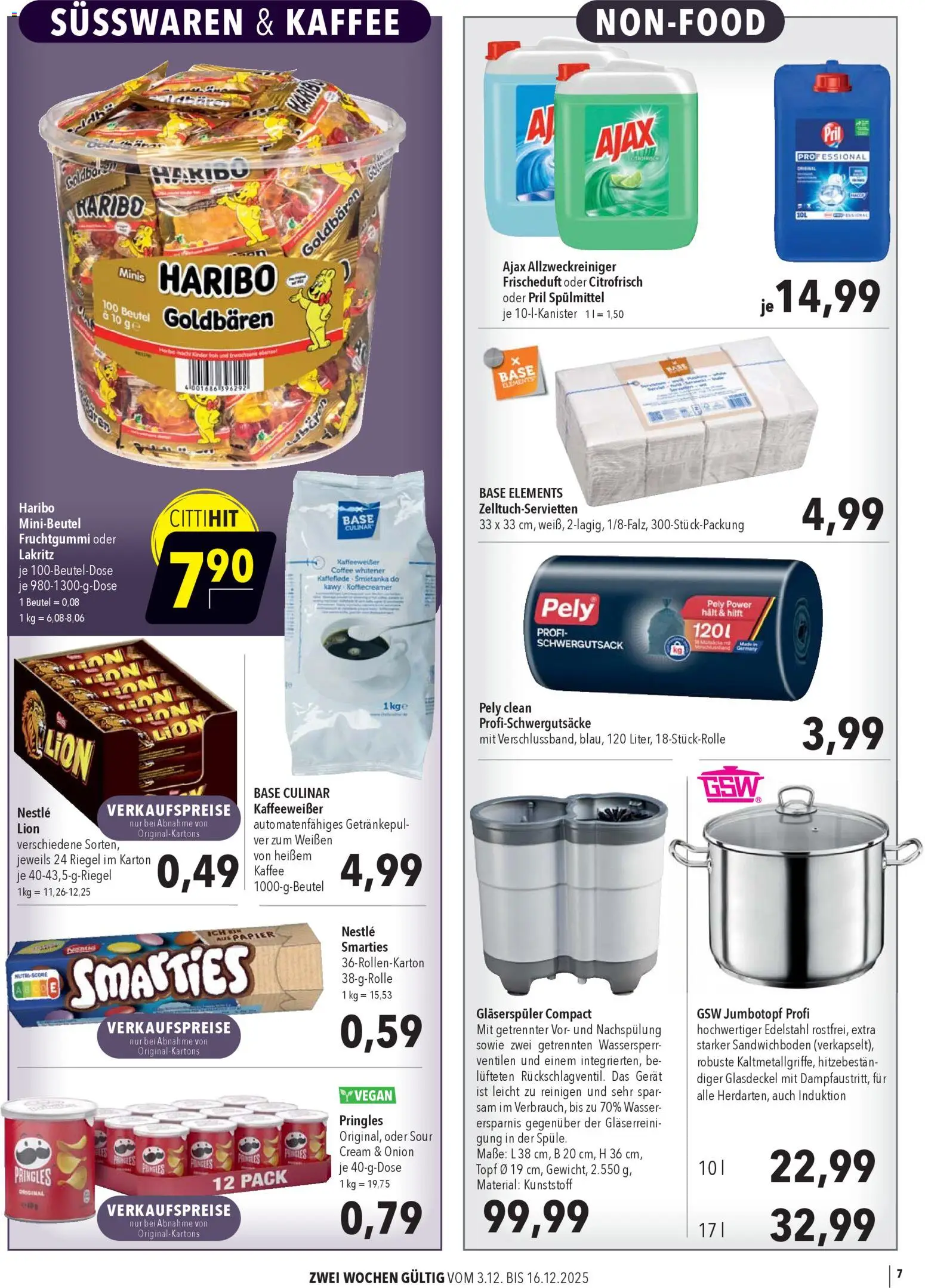 CITTI Markt Aktuelle Angebote für Profis – gültig ab 03.12.2025 | Seite: 7 | Produkte: Kaffee, Wasser, Pringles, Pril