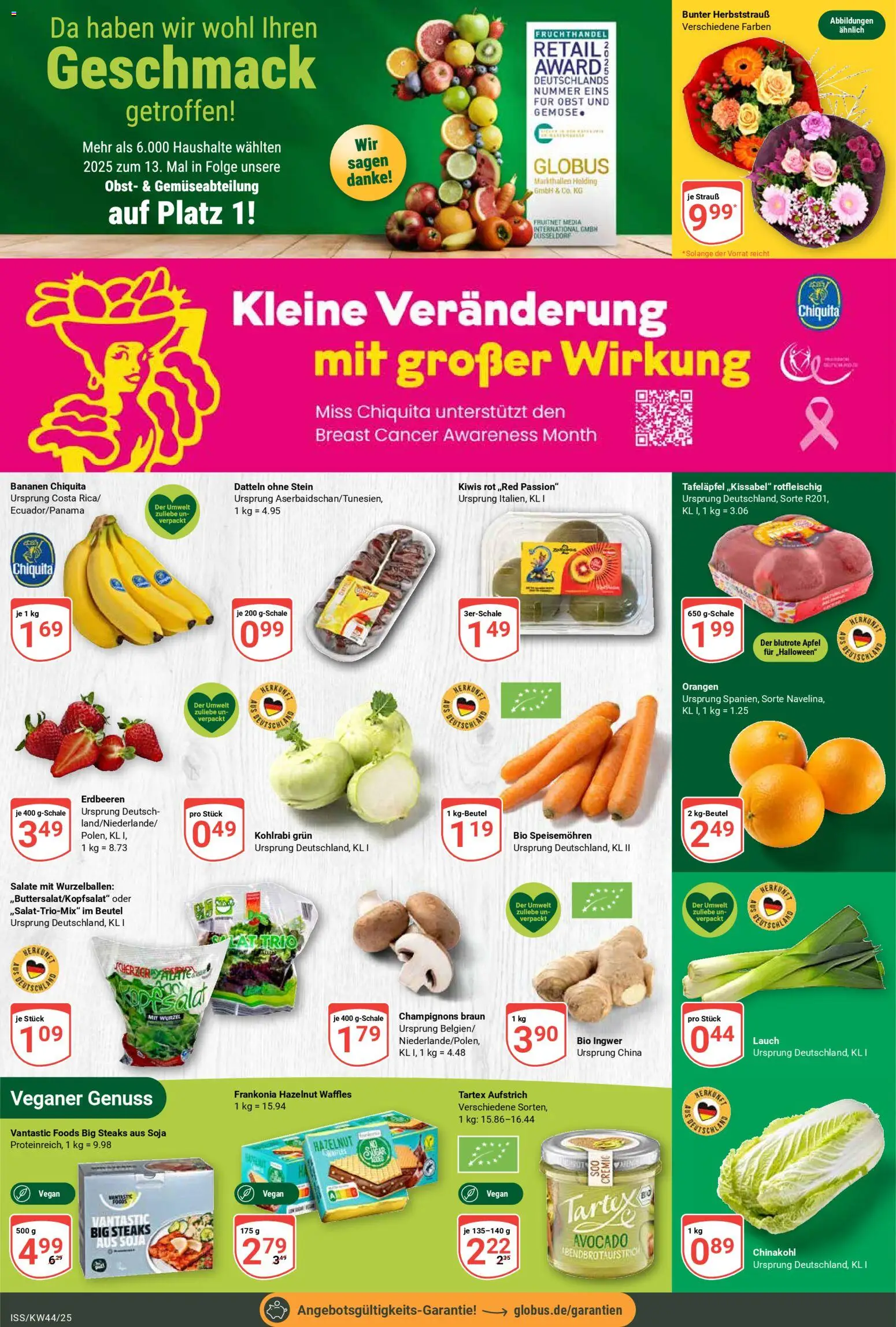 Globus Prospekt 	 – gültig ab 27.10.2025 | Seite: 6 | Produkte: Kohlrabi, Bananen, Orangen, Salat