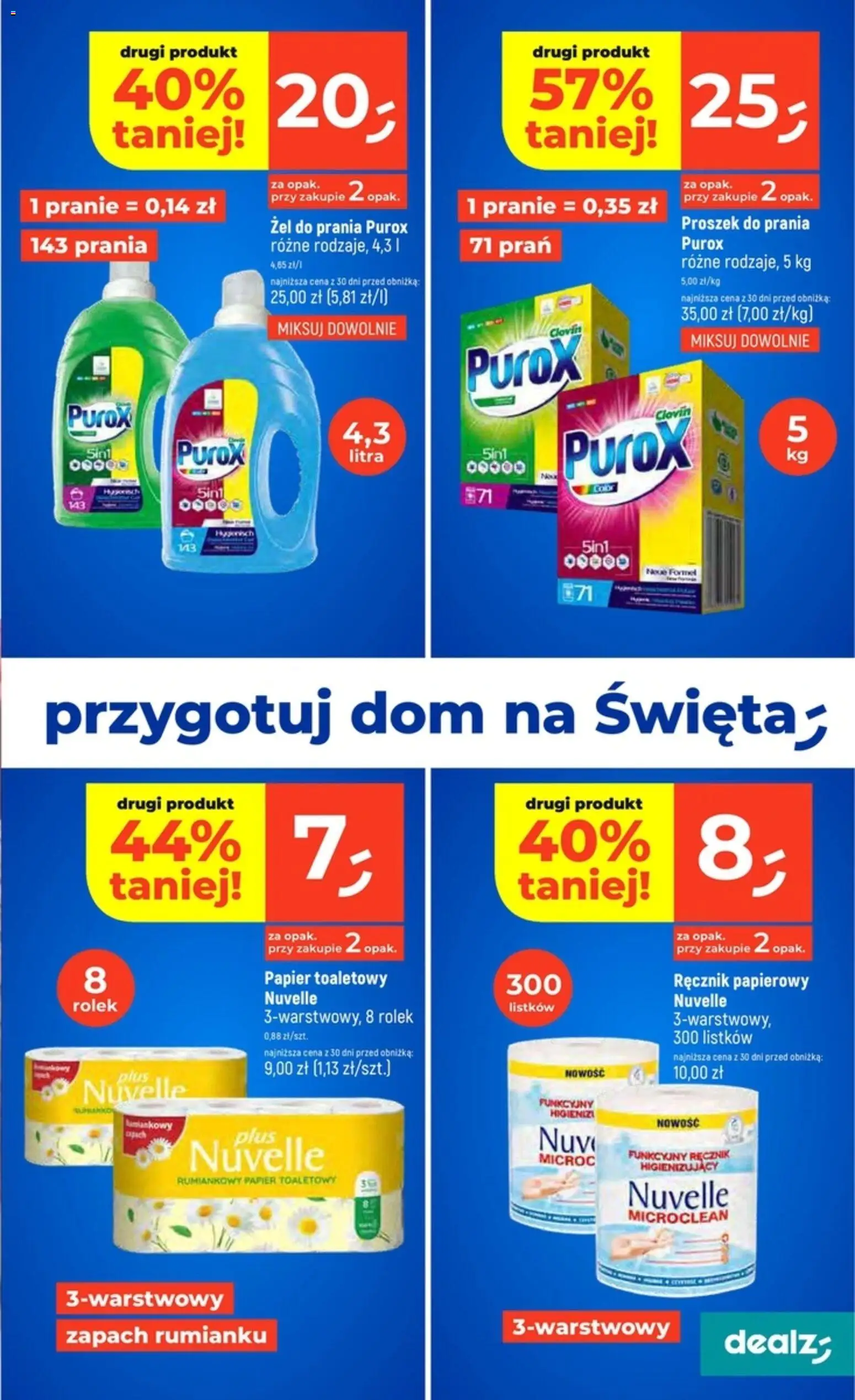 Dealz Gazetka od 08.12.2025 | Strona: 39 | Produkty: Papier toaletowy, Zapach, Proszek do prania, Ręcznik papierowy