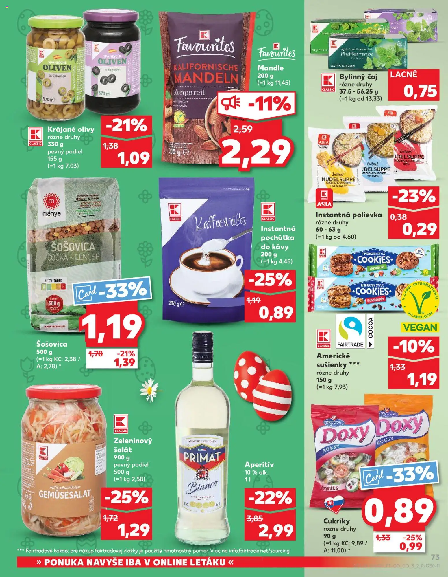 Nové Kaufland akcie – leták je platný od 19.03.2026 | Strana: 73 | Produkty: Cukríky, Aperitív, Šalát, Kakao