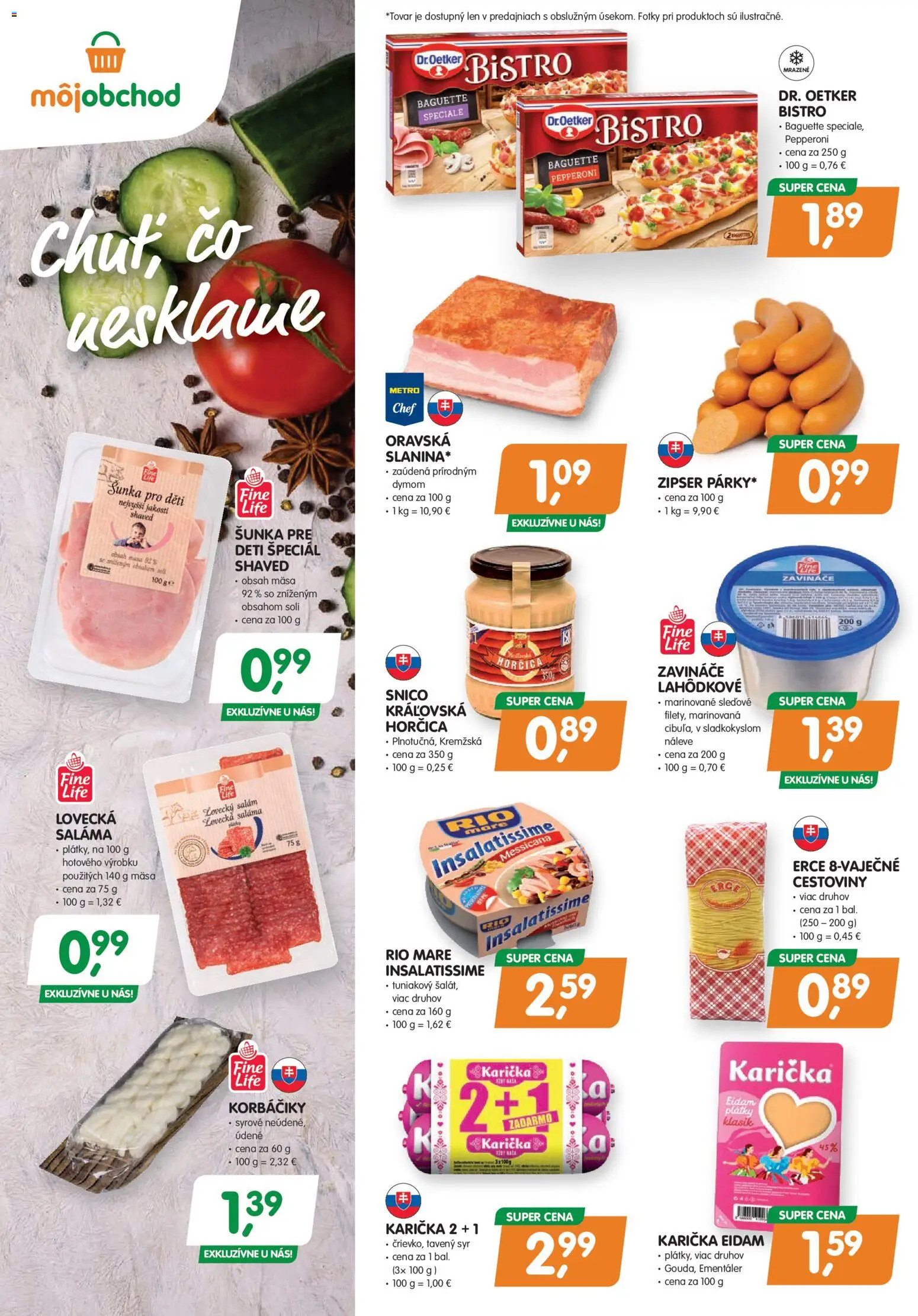 Nové Môj obchod akcie – leták je platný od 27.02.2026 | Strana: 2 | Produkty: Saláma, Šunka, Eidam, Rio Mare