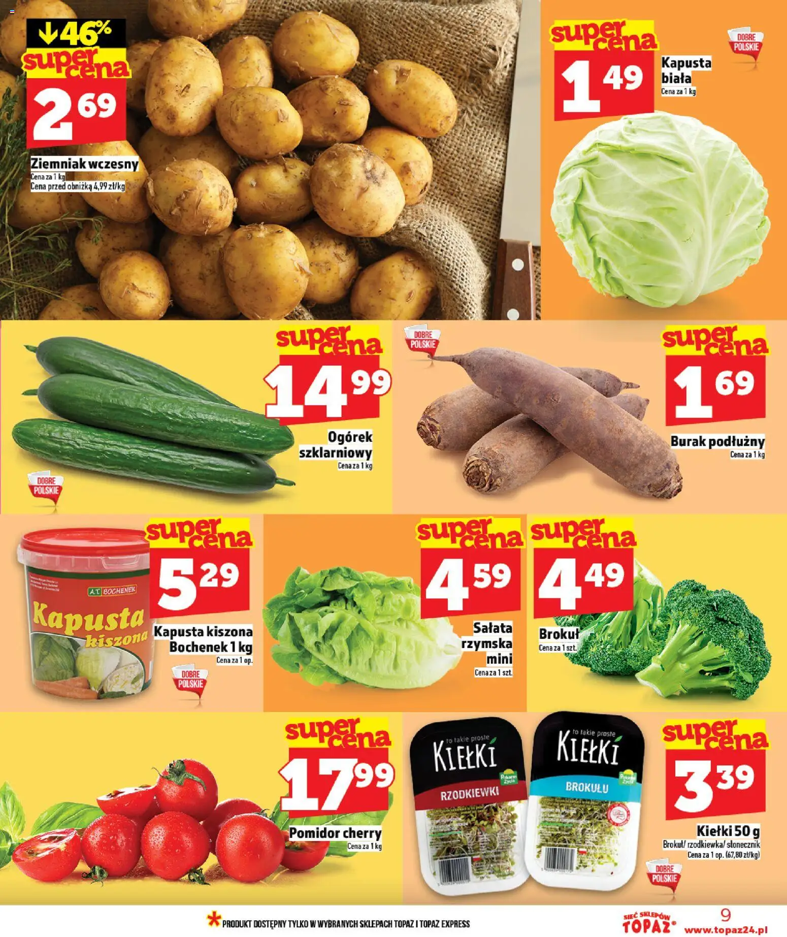Topaz gazetka od 05.03.2026 | Strona: 9 | Produkty: Kapusta, Brokuł, Pomidor cherry, Słonecznik