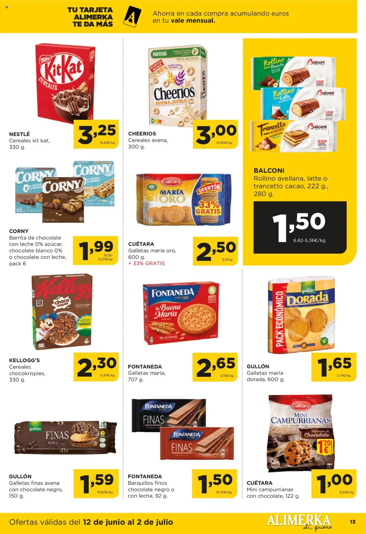 Alimerka folleto Asturias │ válido desde el 12.06.2025 | Página: 14 | Productos: Leche, Galletas, Chocolate con leche, Φρυγανιές σικάλεως