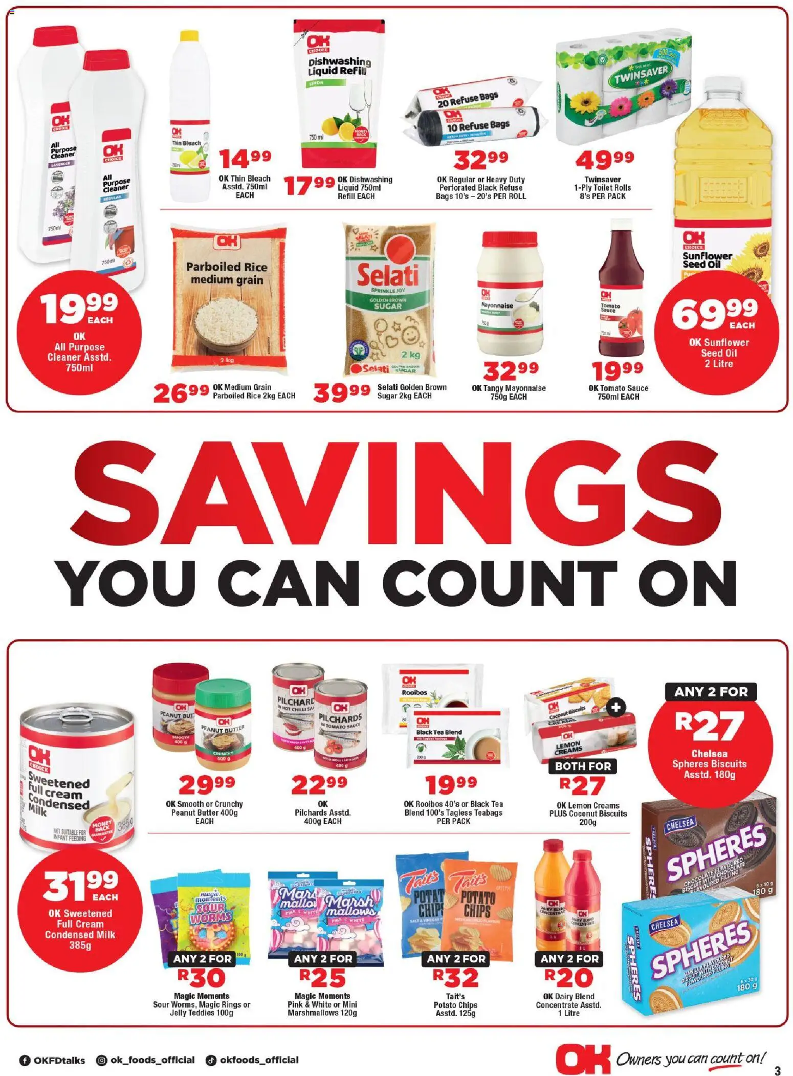 New OK Foods catalogue – valid from 11.02.2026 | Page: 3 | Products: Toilet, Oil, Condensed milk, Sauce