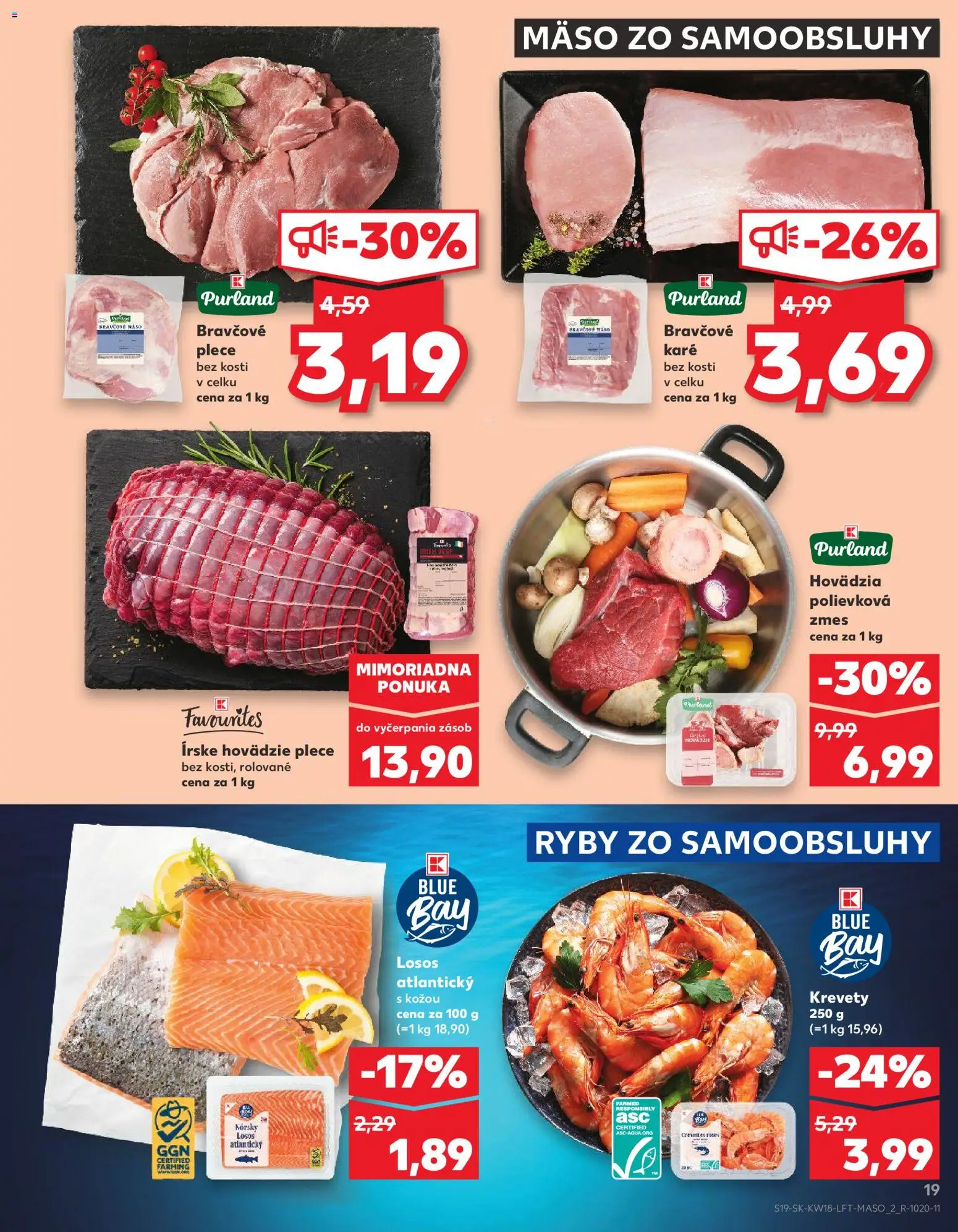 Nové Kaufland akcie – leták je platný od 30.04.2026 | Strana: 19 | Produkty: Krevety, Ryby, Bravčové plece, Losos