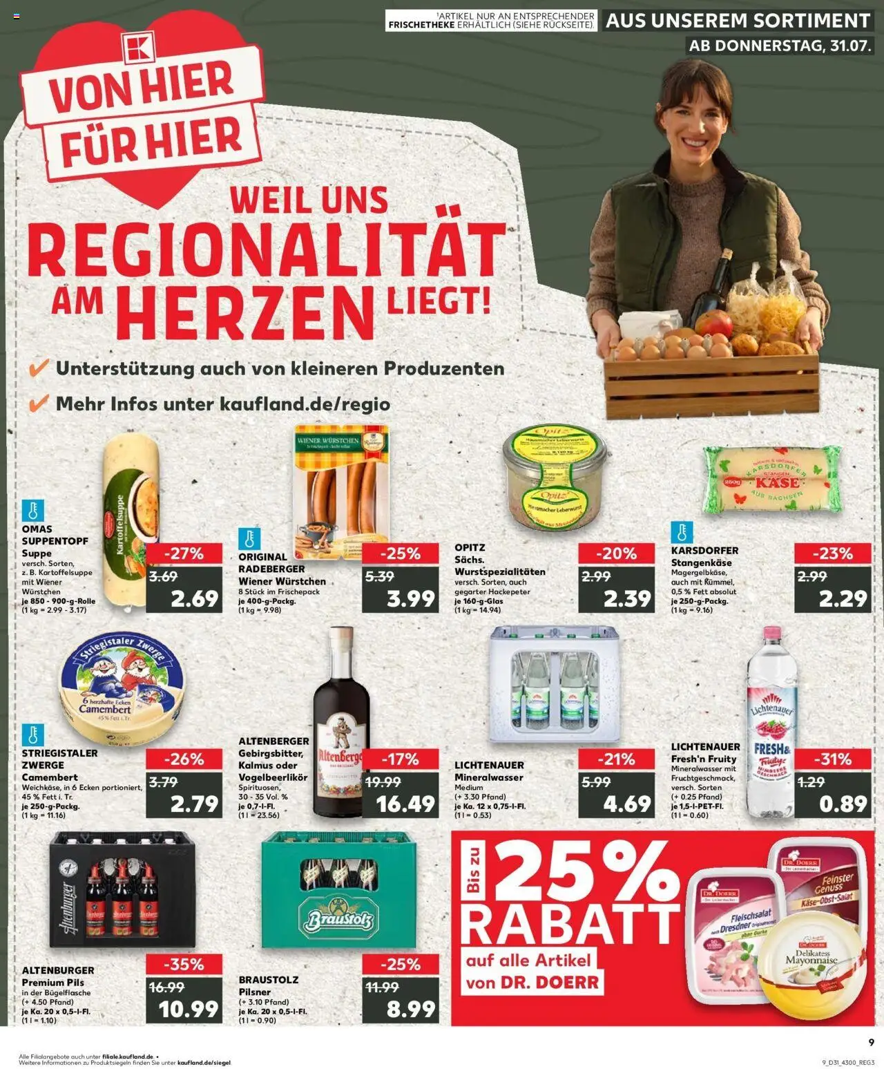 Kaufland prospekt Dippoldiswalde	 - gültig ab dem 31.07.2025 | Seite: 9 | Produkte: Wiener wurstchen, Pils, Mineralwasser, Mayonnaise