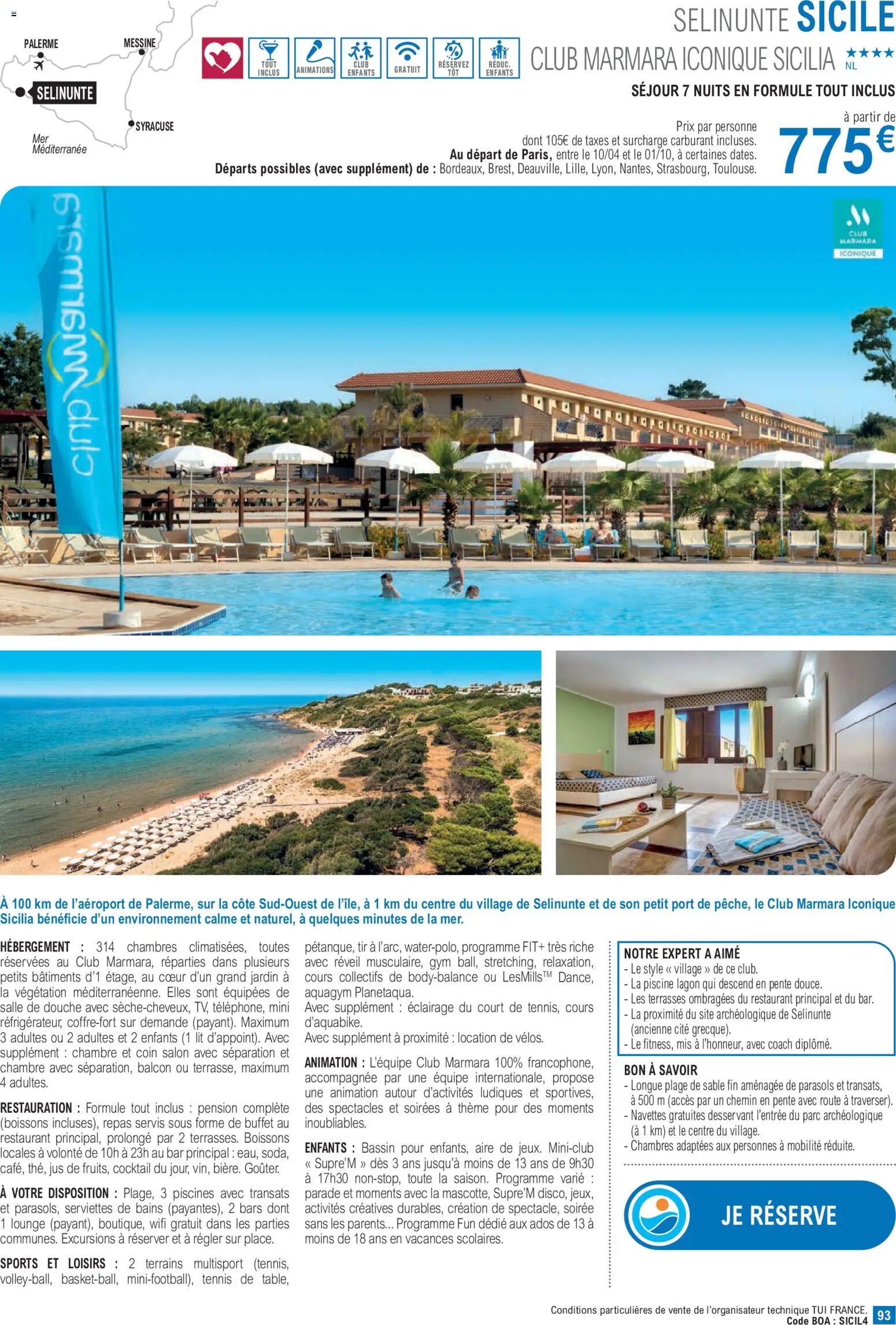 {H1} | Page: 93 | Produits: Réveil, Lit, Buffet, Douche