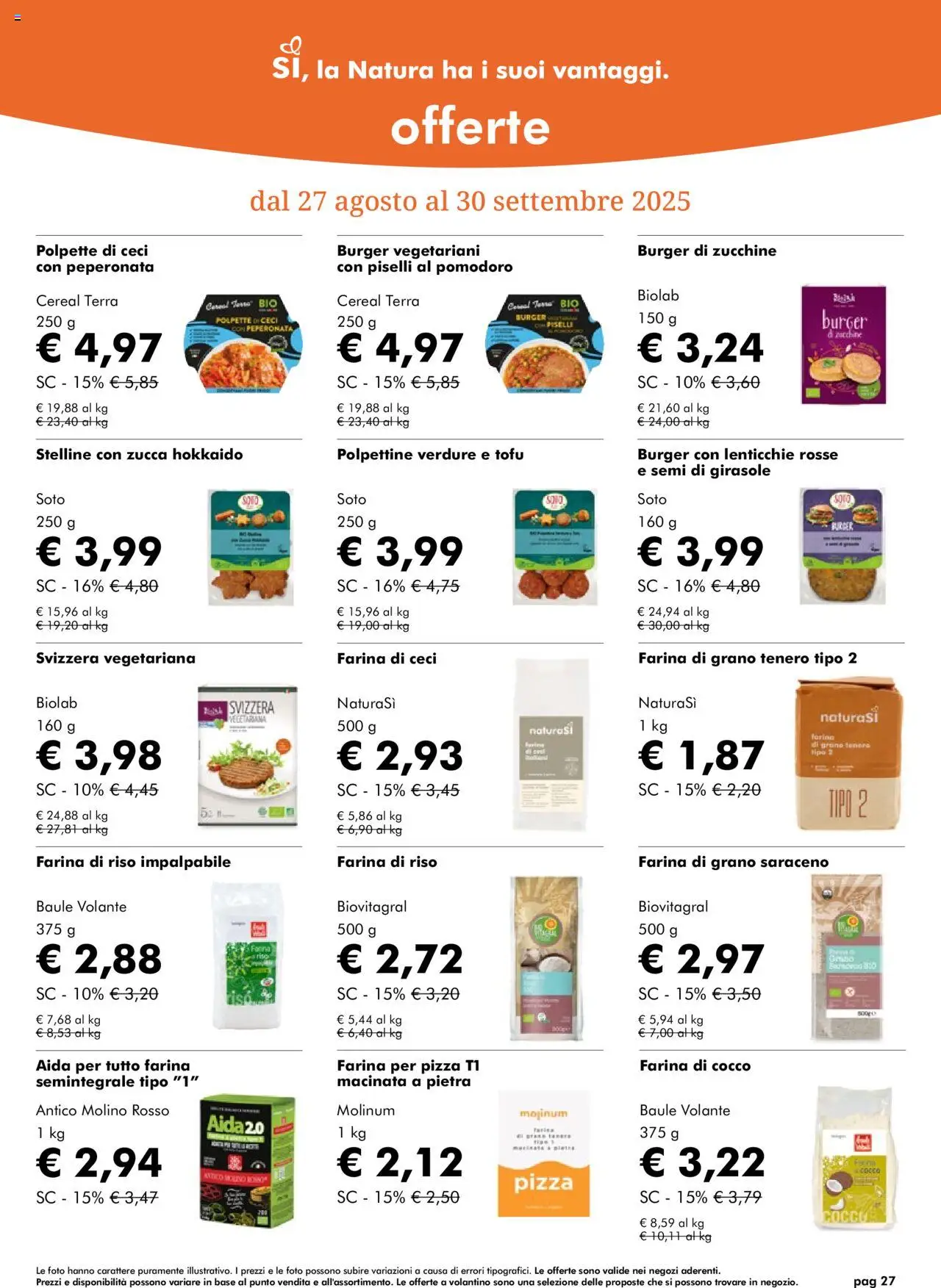 Volantino Natura Sì del 27.08.2025 | Pagina: 27 | Prodotti: Ceci, Baule, Polpette, Terra