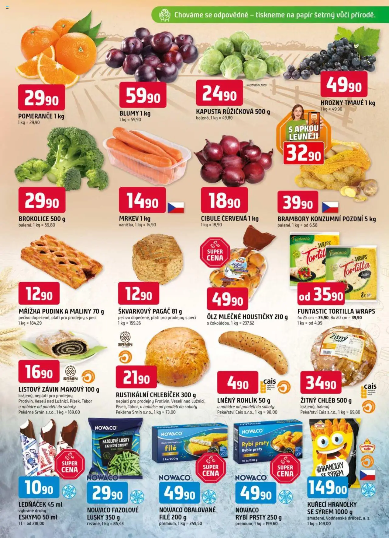 Trefa leták od 22.10.2025 | Strana: 3 | Produkty: Tortilla wraps, Rohlík, Mrkev, Pekárna