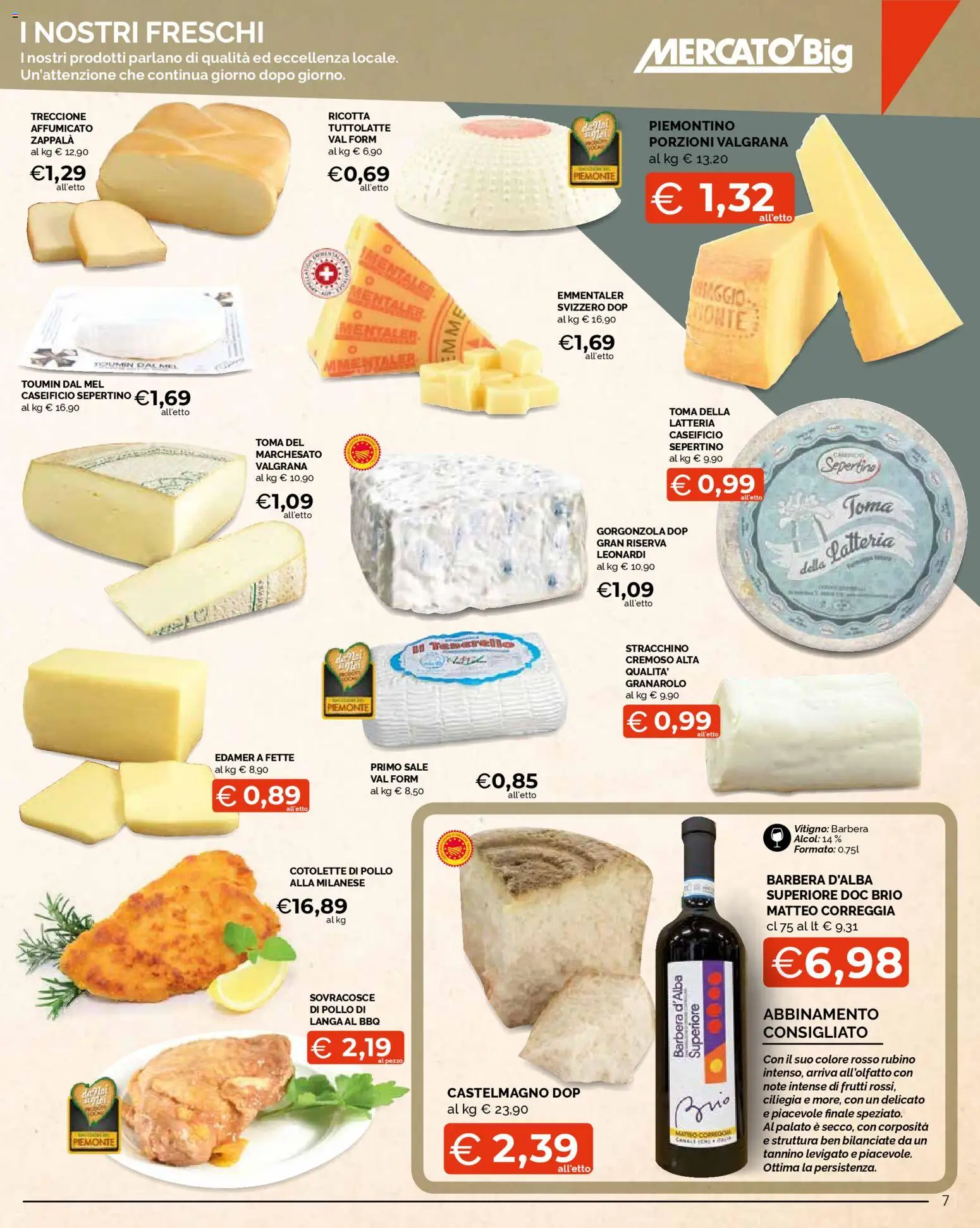 Volantino Mercatò del 10.11.2025 | Pagina: 7 | Prodotti: Pollo, Sale, Ricotta, Gorgonzola