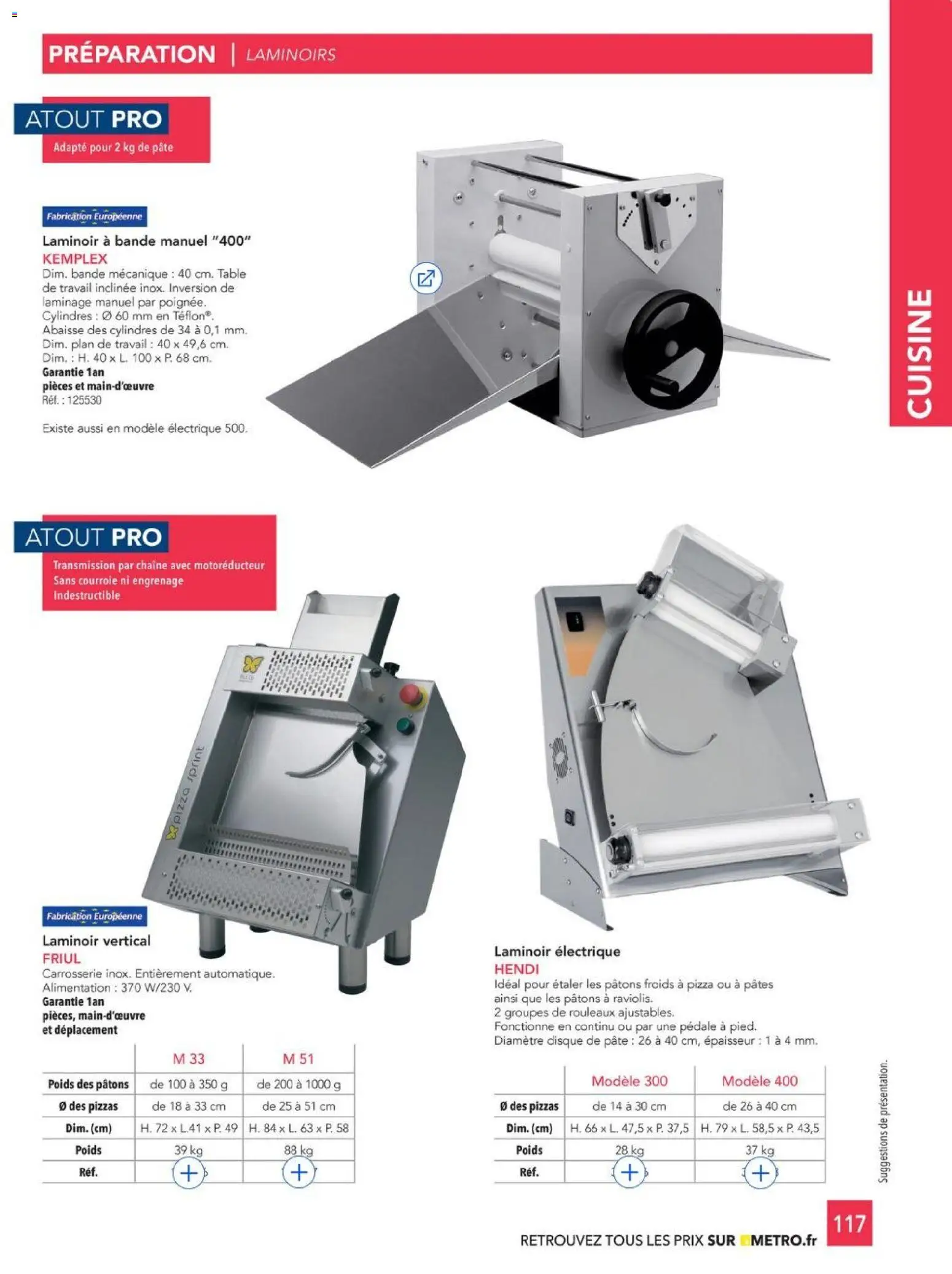 {H1} | Page: 117 | Produits: Poids, Table, Pizza, Pâtes