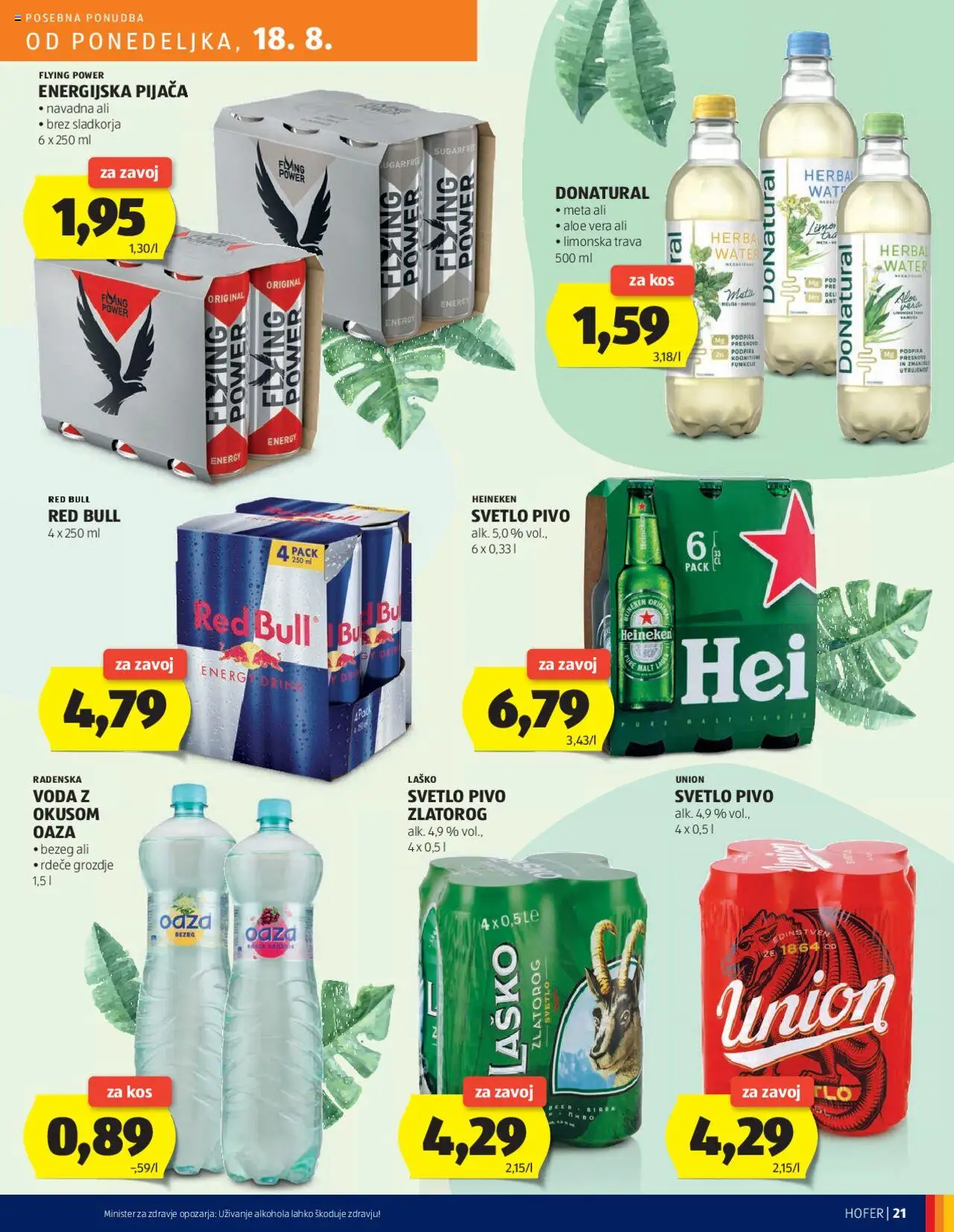 Hofer katalog │ velja od 14.08.2025 | Stran: 21 | Izdelki: Falafel, Kos, Voda z okusom, Voda