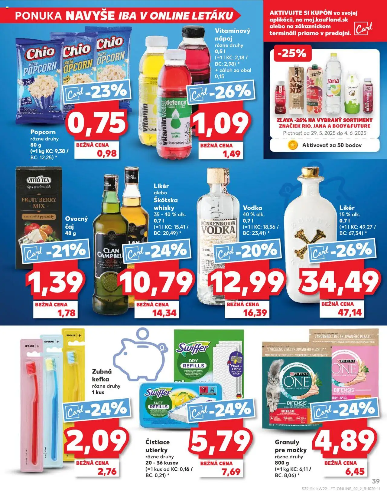 Nové Kaufland akcie – leták je platný od 29.05.2025 | Strana: 39 | Produkty: Zubná kefka, Vodka, Whisky