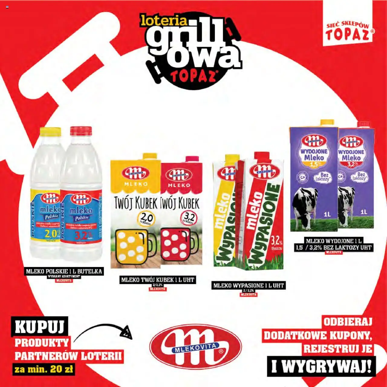 Topaz Gazetka - Katalog produktów Loteria Grillowa od 25.04.2025 | Strona: 9 | Produkty: Mleko wypasione, Bez laktozy, Mleko