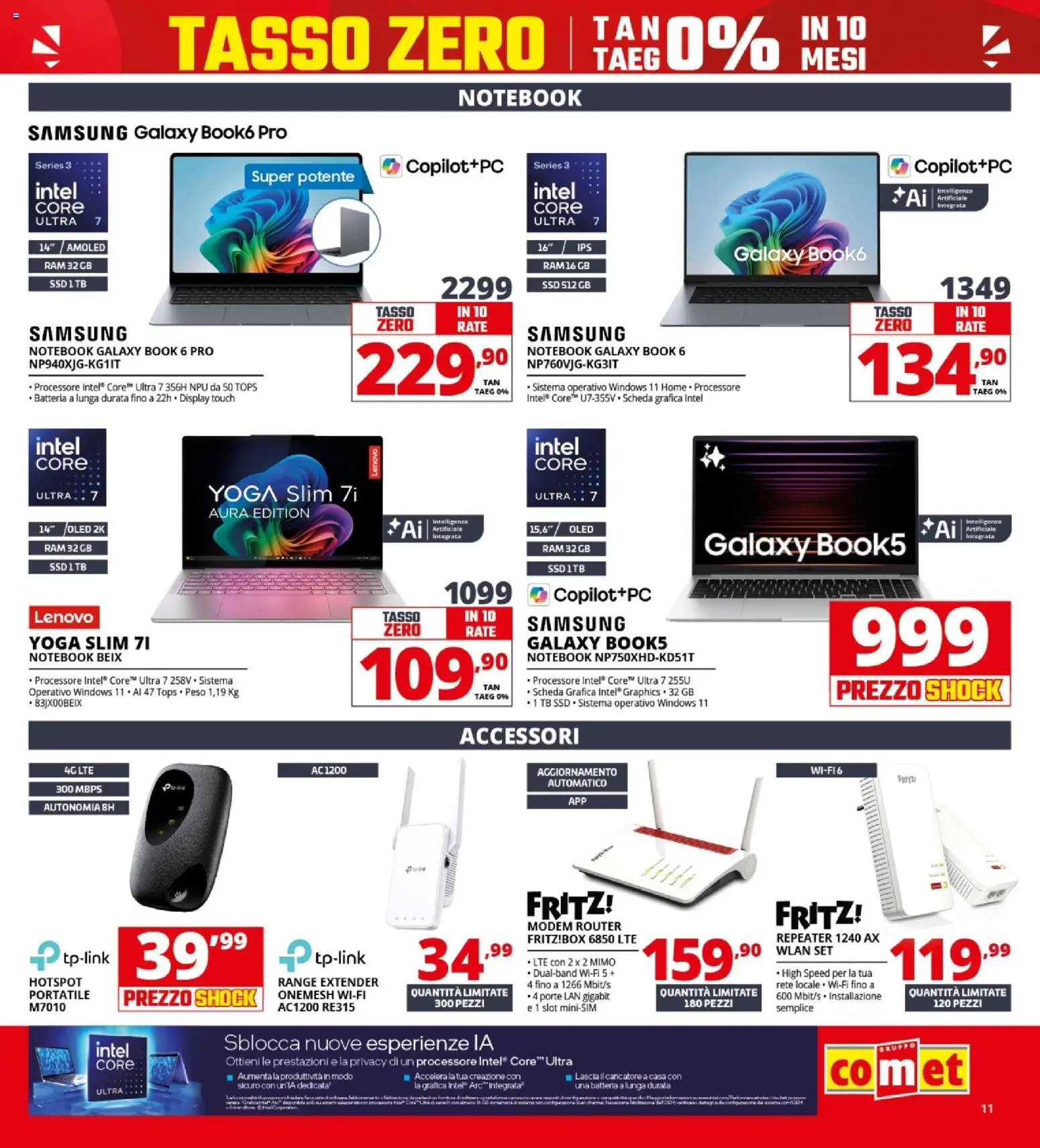 Volantino Comet del 23.04.2026 | Pagina: 11 | Prodotti: Router, Notebook, Samsung Galaxy, Batteria