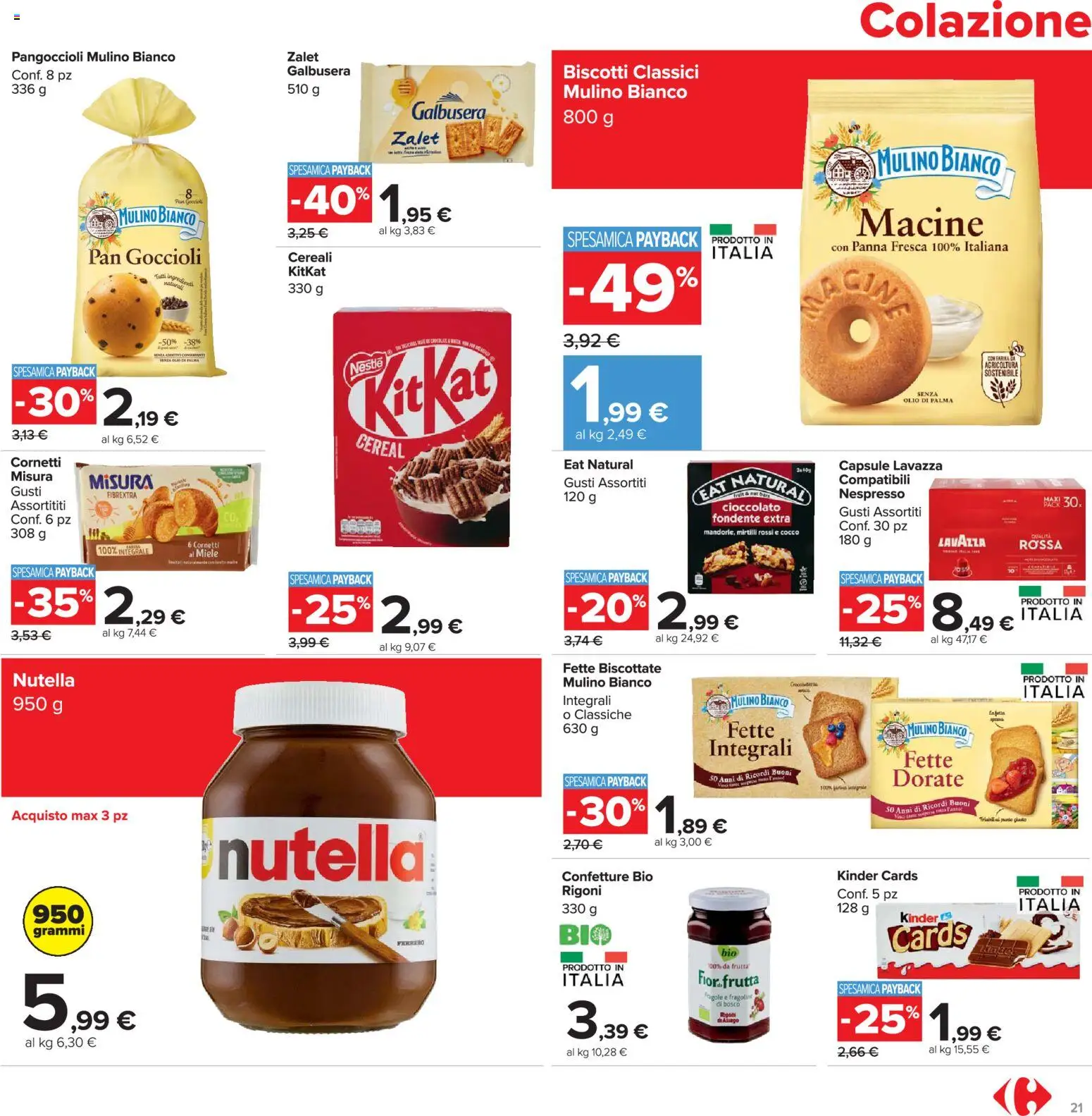 Volantino Carrefour del 24.03.2026 | Pagina: 21 | Prodotti: Biscotti, Mirtilli, Fette biscottate, Miele