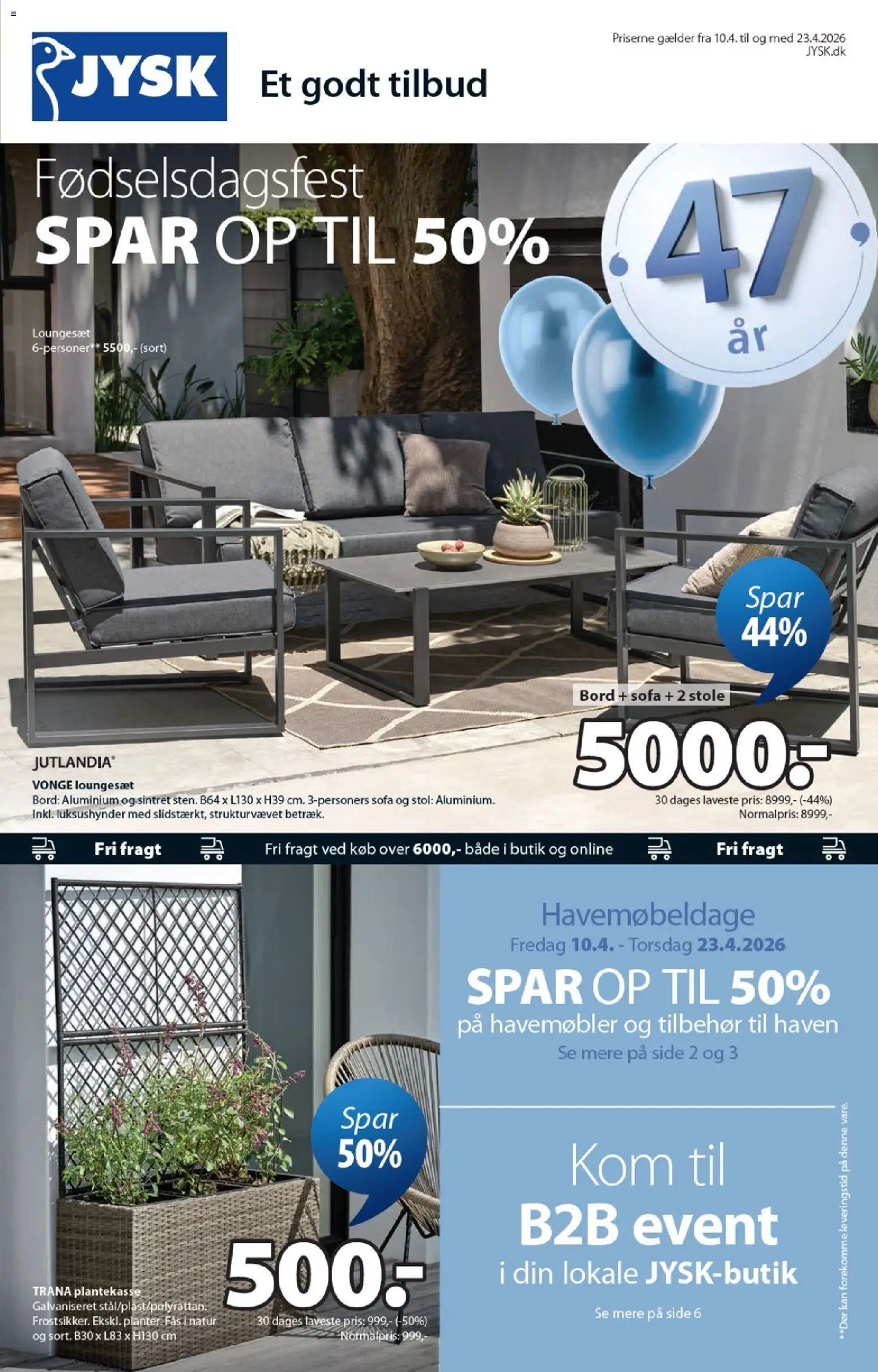 JYSK tilbudsavis – gyldig fra 10.04.2026 | Side: 1 | Produkter: Sofa, Stol, Havemøbler, Loungesæt
