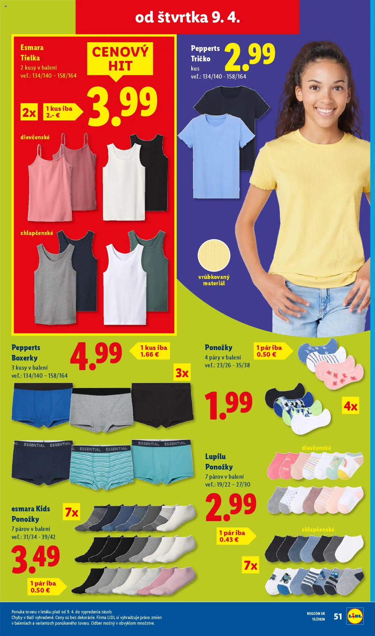 Nové Lidl akcie – leták je platný od 06.04.2026 | Strana: 79 | Produkty: Tričko, Ponožky, Boxerky