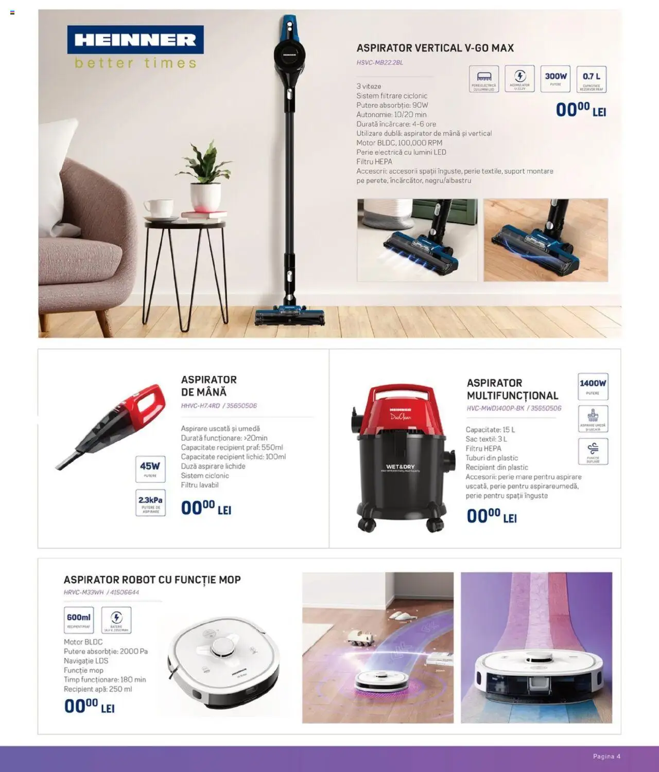 Carrefour catalog - Heinner – valabil de la 20.08.2025 | Pagină: 5 | Produse: Aspirator robot, Mop, Perie, Apă