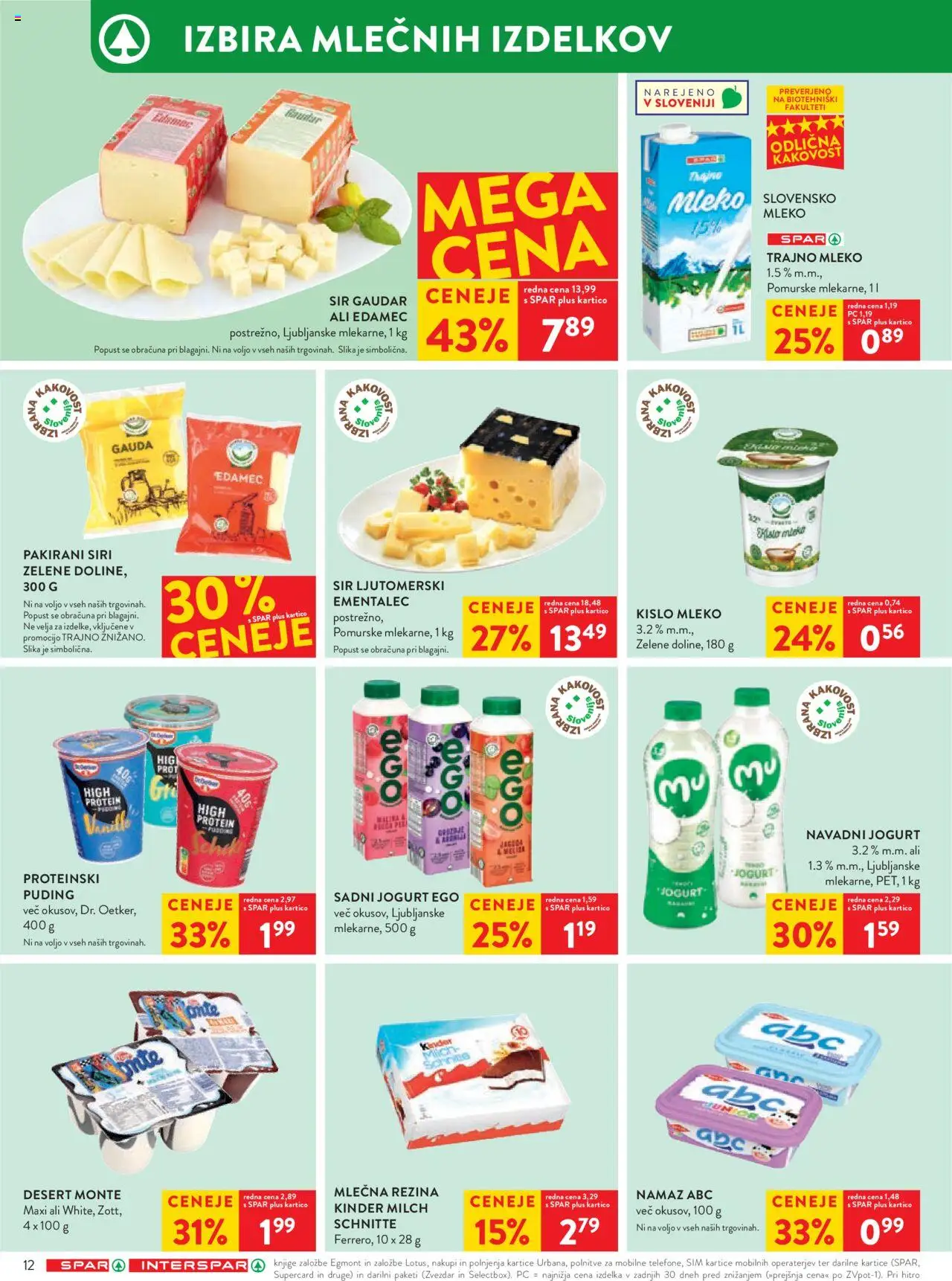 Spar katalog 32/25 │ velja od 06.08.2025 | Stran: 16 | Izdelki: Mlečna rezina, Puding, Sir, Jogurt