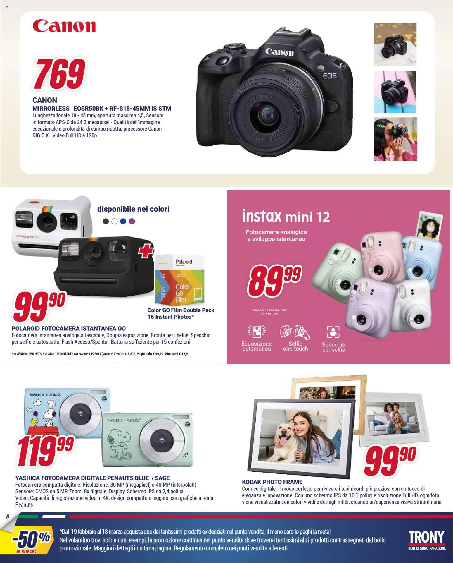 Volantino Trony del 19.02.2026 | Pagina: 8 | Prodotti: Schermo, Video, Fotocamera, Batteria