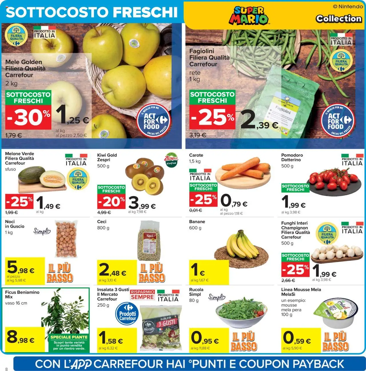 Volantino Carrefour del 15.09.2025 | Pagina: 8 | Prodotti: Insalata, Noci, Fagiolini, Vaso