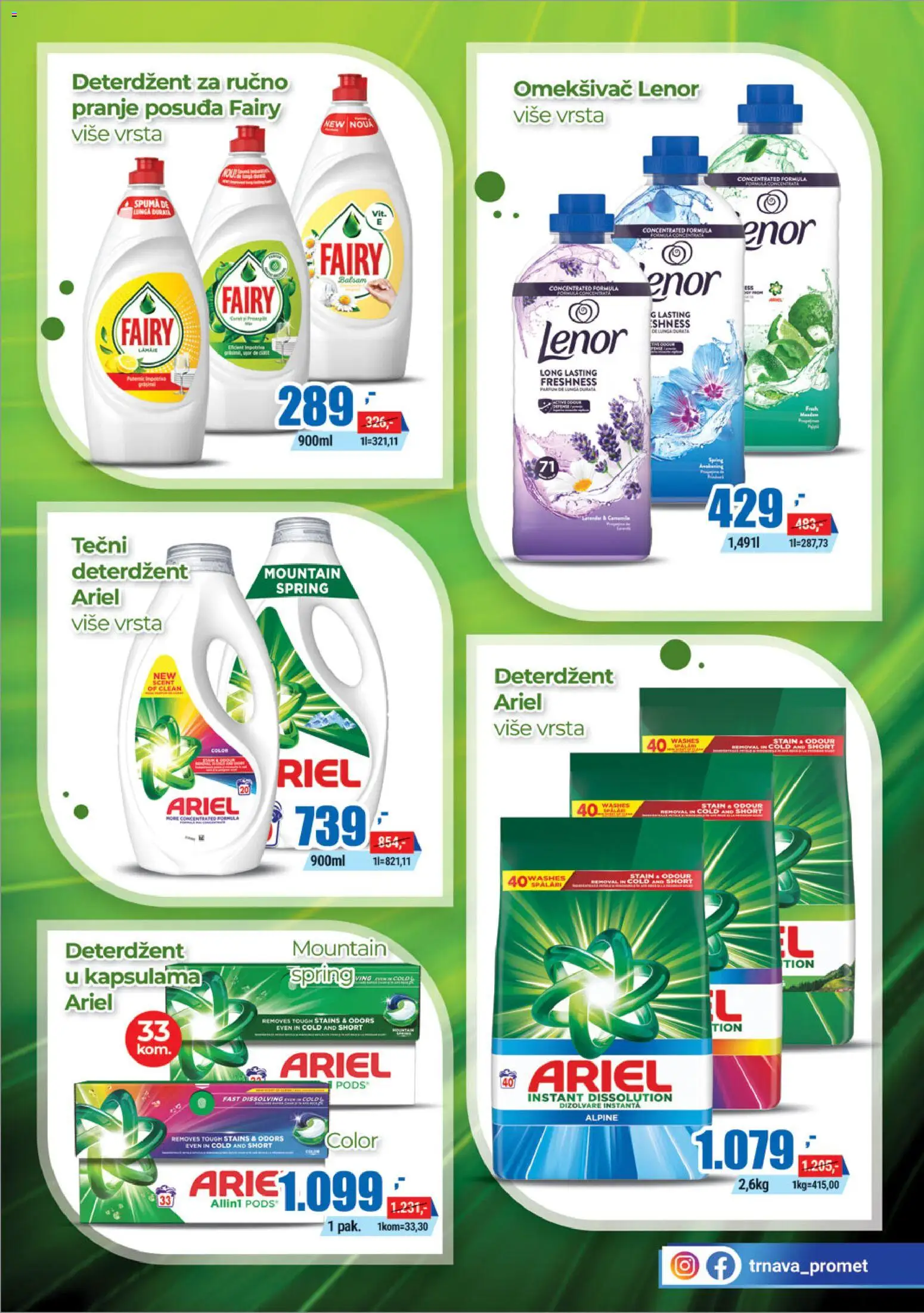 Trnava Promet katalog - važi od 12.02.2026 | Strana: 23 | Proizvode: Deterdžent, Tečni deterdžent, Ariel, Lenor