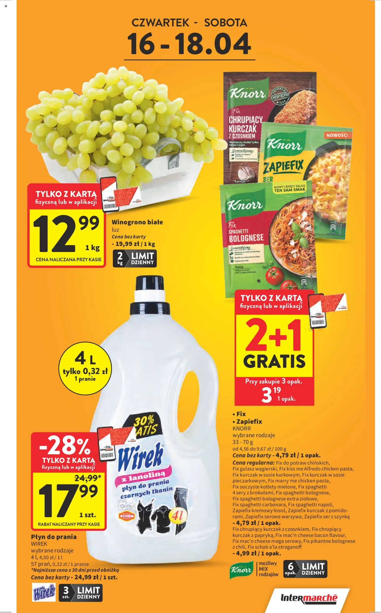 Intermarche gazetka od 16.04.2026 | Strona: 3 | Produkty: Karta, Kurczak, Schab, Ser