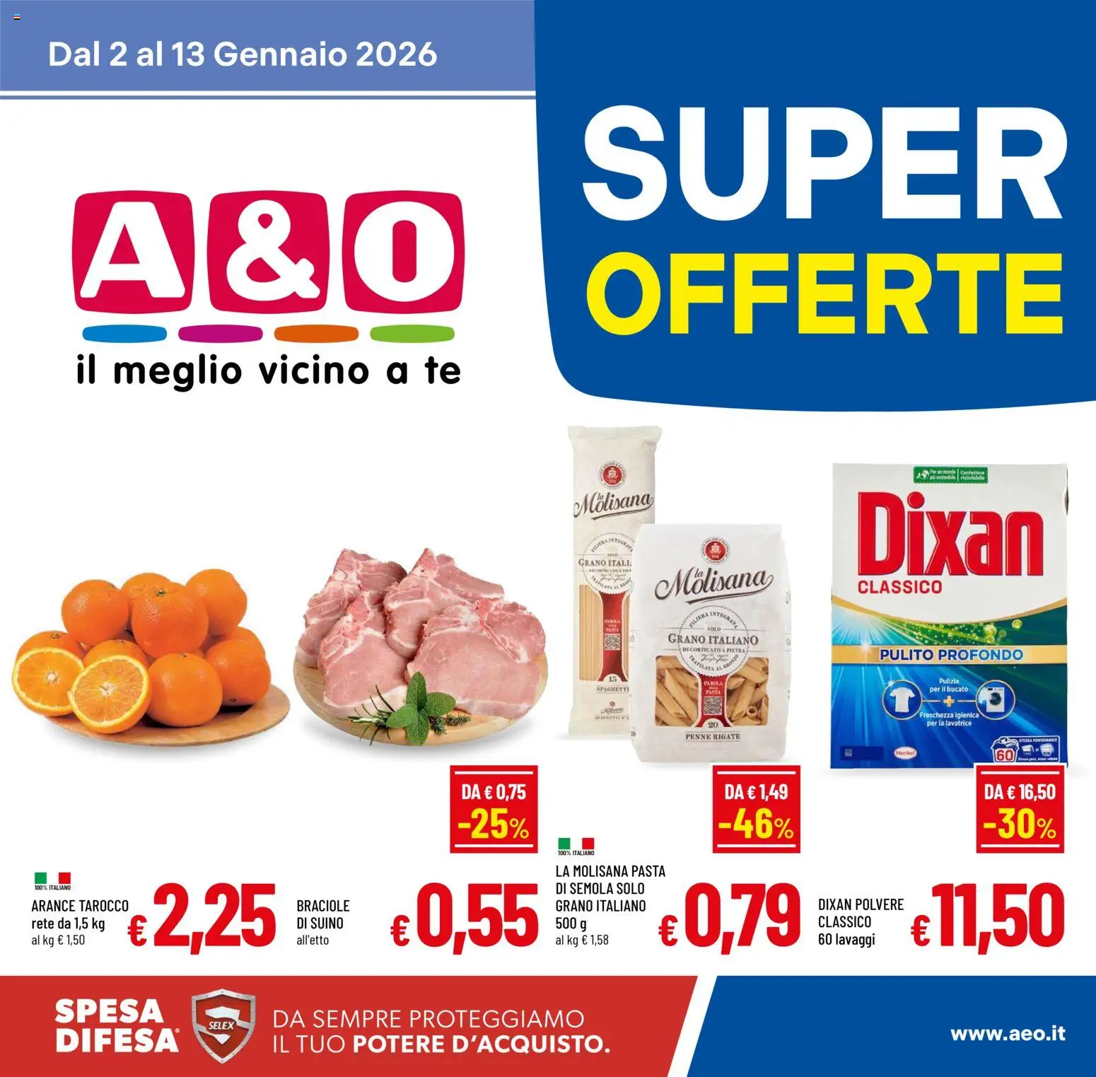 Volantino A&O del 02.01.2026 | Pagina: 1 | Prodotti: Tè, Orata, Pasta, Penne