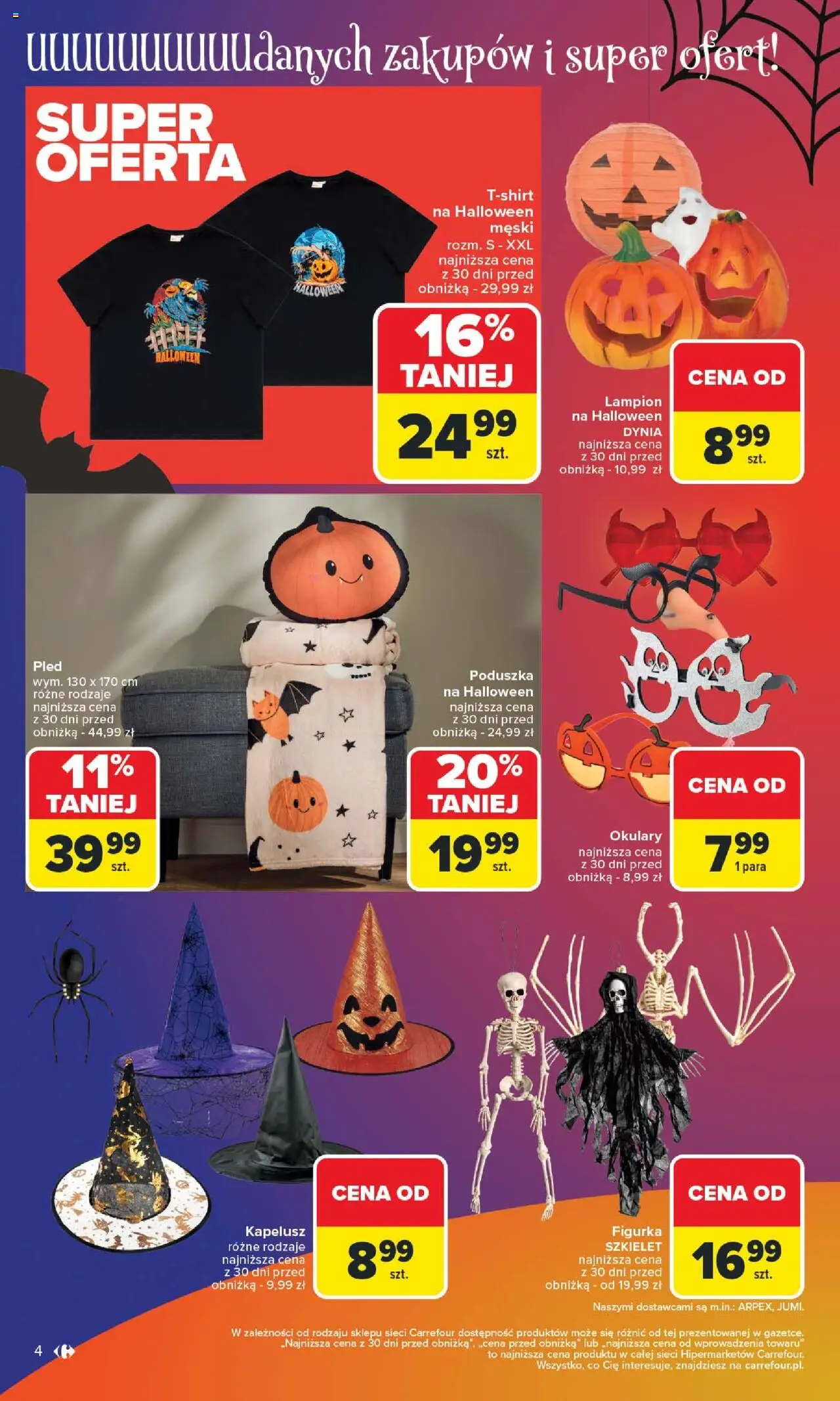 Carrefour Gazetka - Łap okazje od 23.10.2025 | Strona: 4 | Produkty: Dynia, Kapelusz, Poduszka, Pled