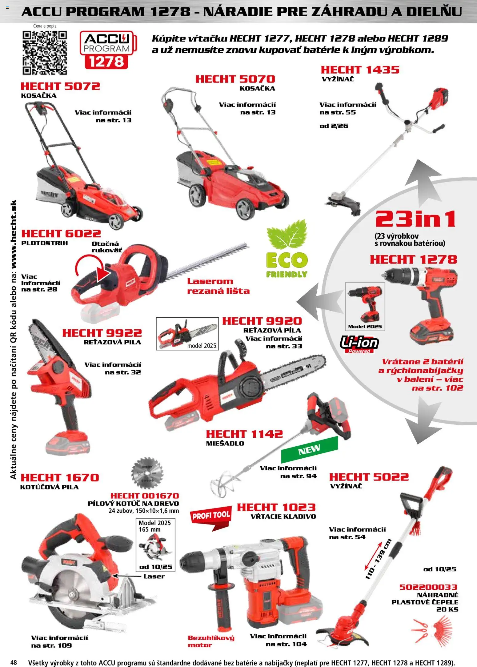 Nové Hecht akcie – leták je platný od 30.10.2025 | Strana: 48 | Produkty: Laser, Reťazová píla, Kosačka, Píla
