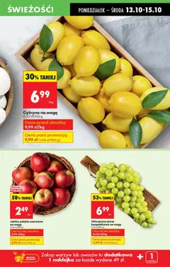 Pogląd oferty "Winogrono jasne bezpestkowe na wagę, Winogrono jasne bezpestkowe na wagę" - ważna od 13.10.2025 | Strona: 21 | Produkty: Cytryna, Winogrono, Warzywa, Owoce