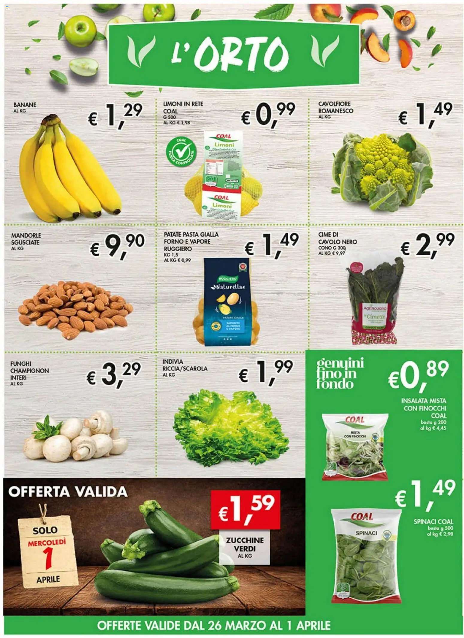 Volantino Coal del 26.03.2026 | Pagina: 2 | Prodotti: Funghi, Spinaci, Cavolfiore, Forno