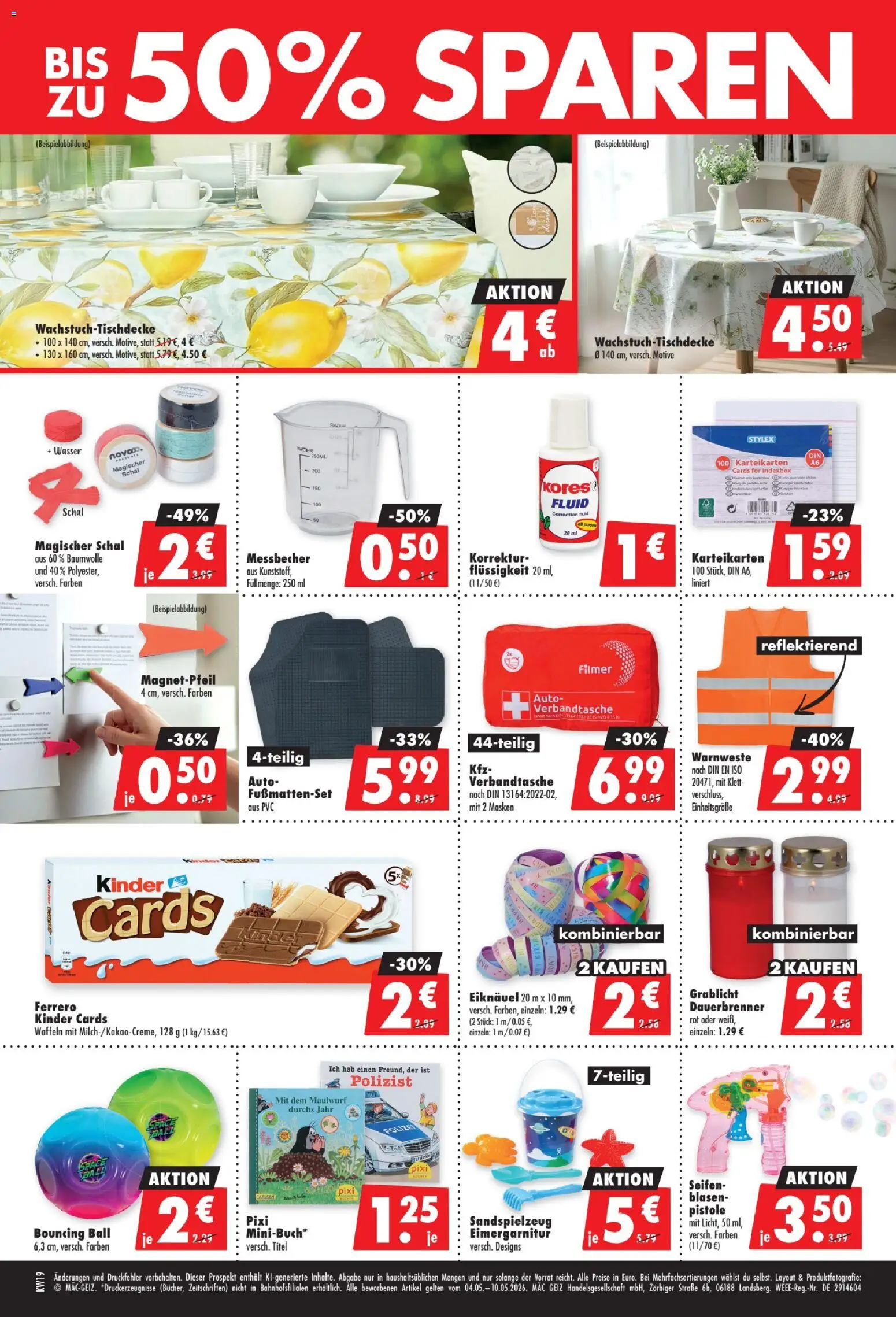 Mäc Geiz Prospekt 	 – gültig ab 04.05.2026 | Seite: 2 | Produkte: Waffeln, Wasser, Schal