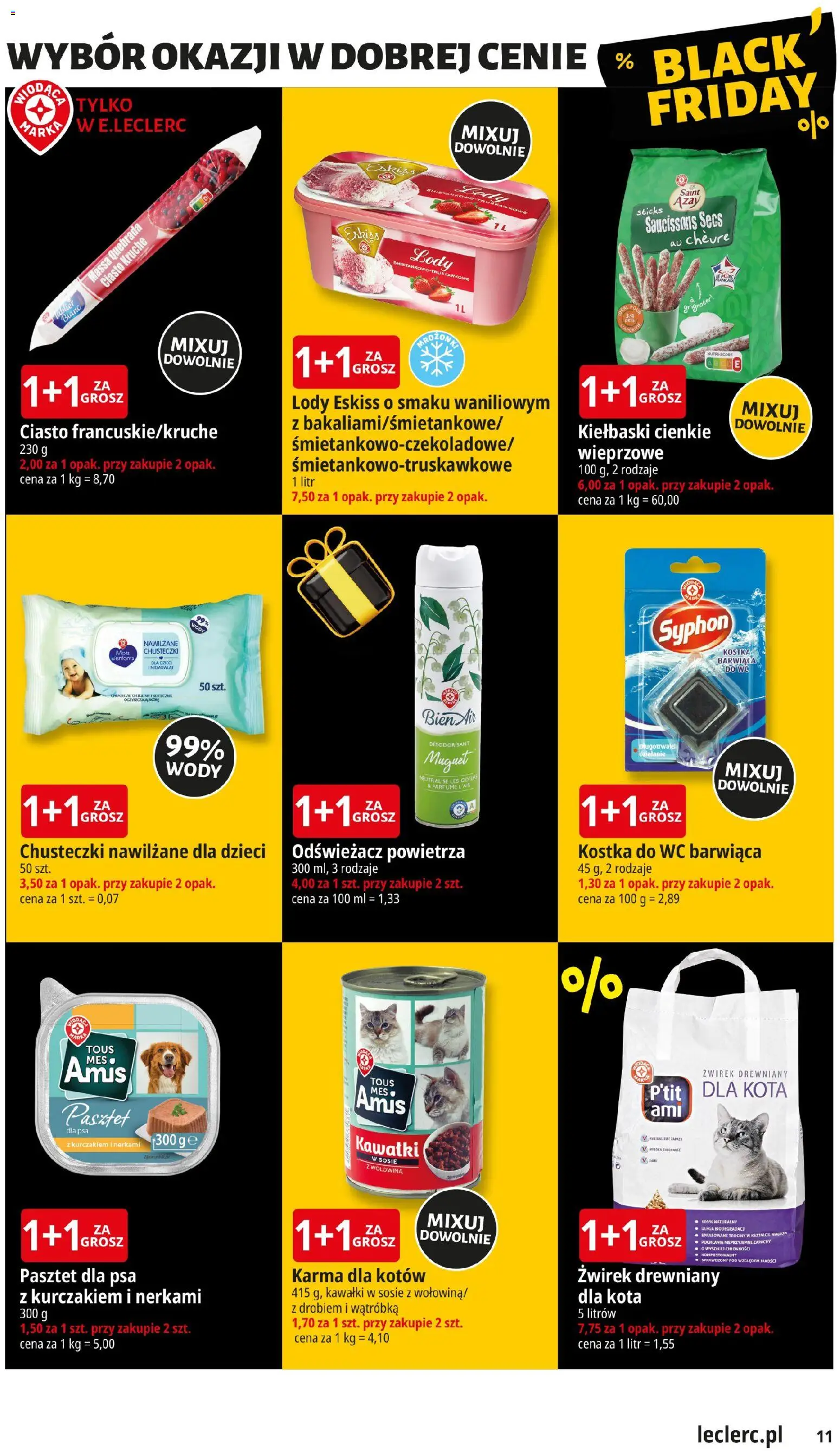E.Leclerc Gazetka - Elbląg od 18.11.2025 | Strona: 11 | Produkty: Odświeżacz, Ciasto, Karma dla kotów, Wołowina