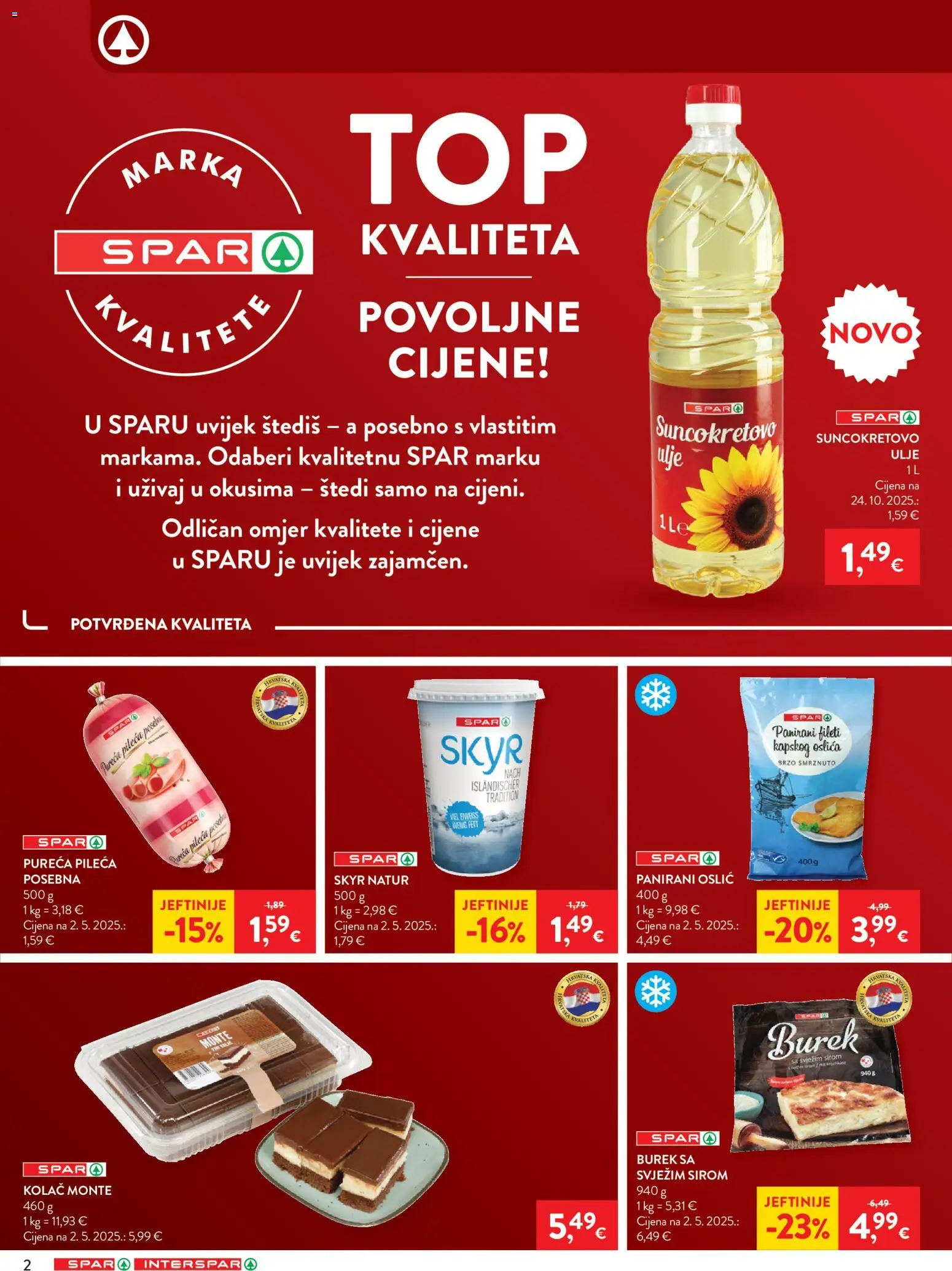 Spar katalog | vrijedi od 21.01.2026 | Stranica: 2 | Proizvodi: Suncokretovo ulje, Ulje, Burek, Oslić