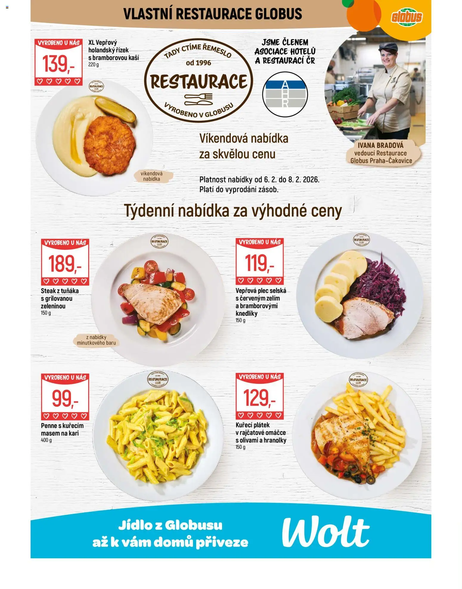 Globus leták - Praha Čakovice od 04.02.2026 | Strana: 8 | Produkty: Holandský řízek, Globus, Hranolky, Steak