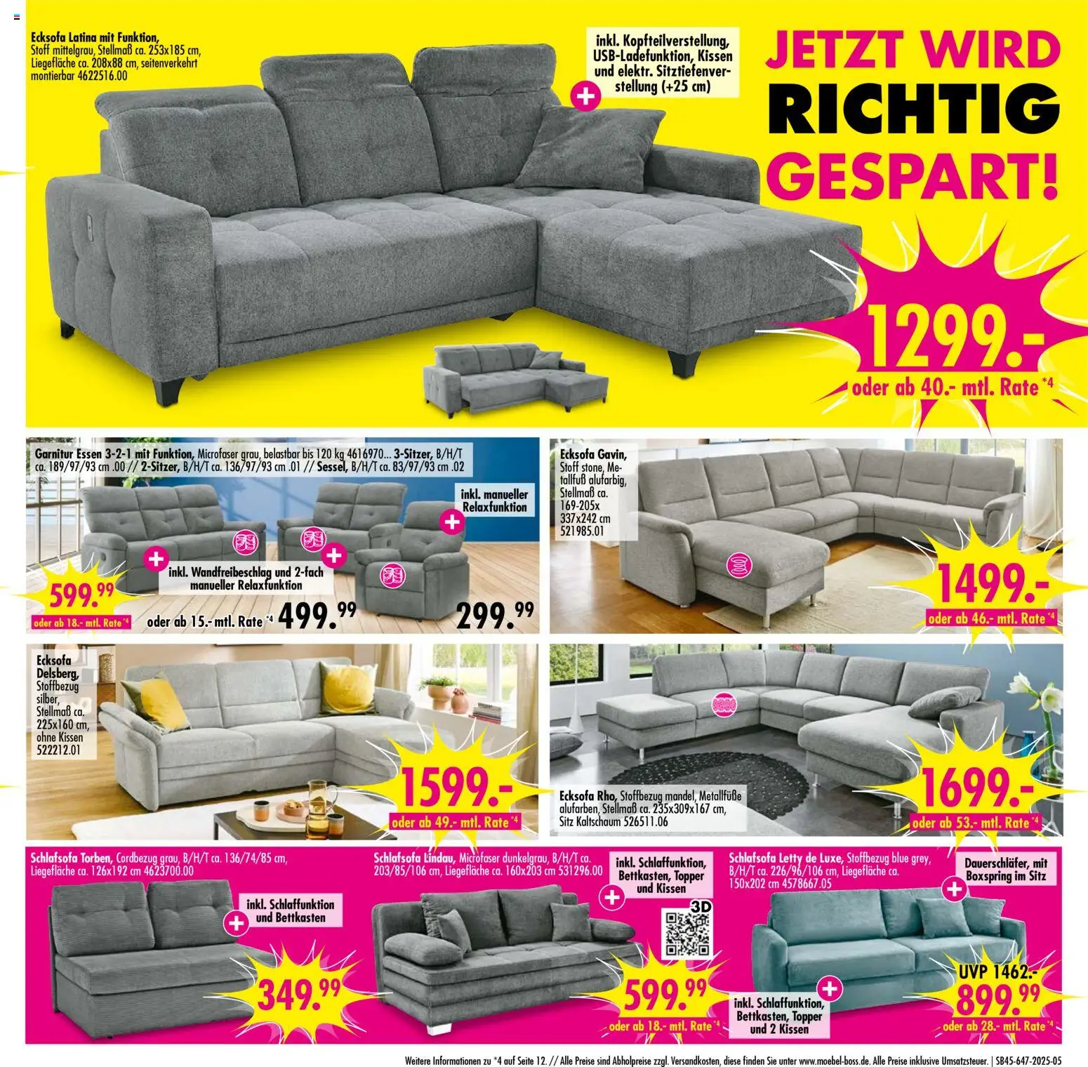SB Möbel Boss Prospekt Neubrandenburg – gültig ab 01.11.2025 | Seite: 5 | Produkte: Schlafsofa, Ecksofa, Kissen, Topper
