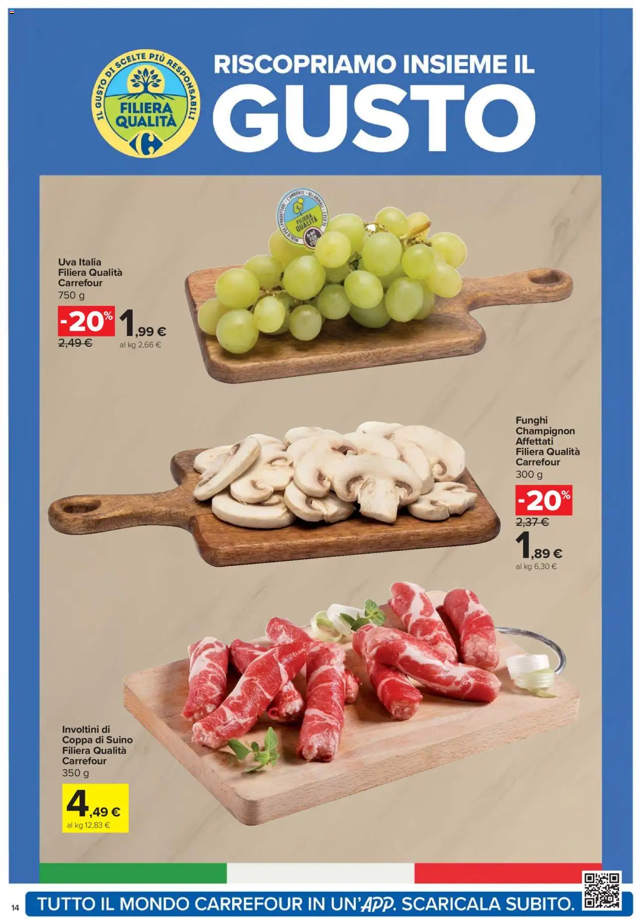 Volantino Carrefour del 02.10.2025 | Pagina: 14 | Prodotti: Tè, Suino, Funghi, Uva