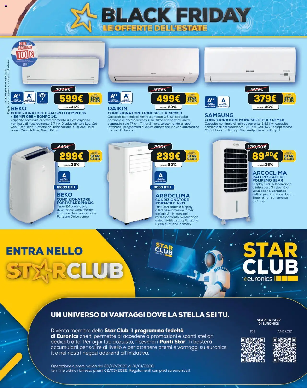 Volantino Euronics del 05.06.2025 | Pagina: 19 | Prodotti: Telecomando, Compressore, The, Condizionatore portatile