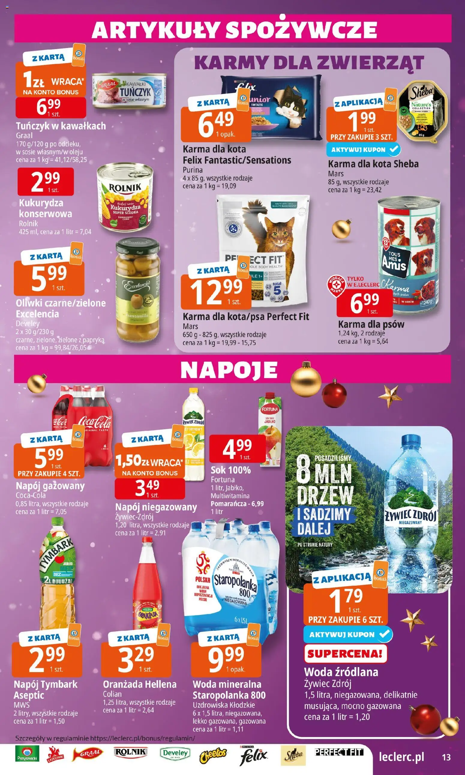 E.Leclerc Gazetka - Warszawa Ursynów od 15.12.2025 | Strona: 13 | Produkty: Napoje, Woda źródlana, Coca cola, Oranżada hellena