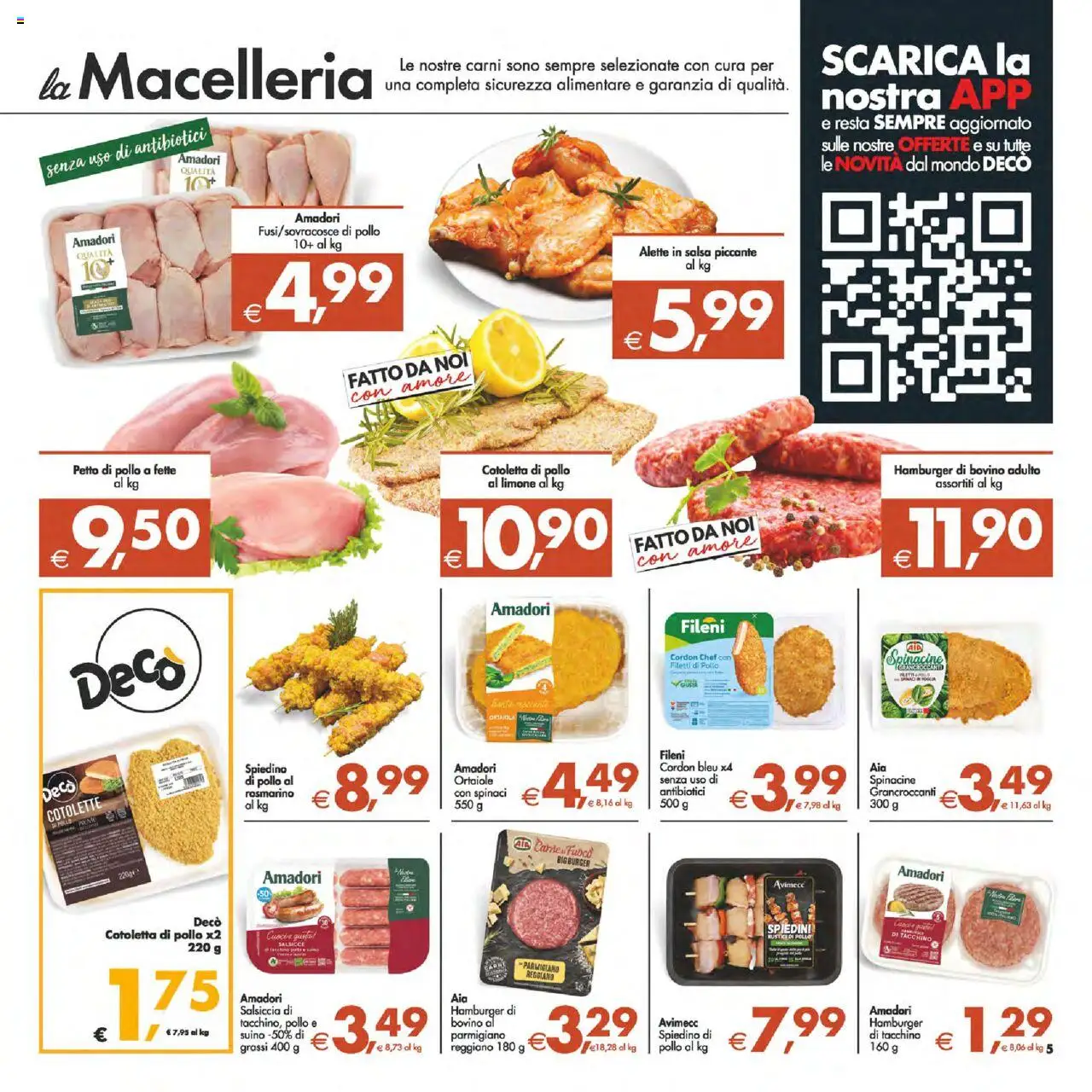 Volantino Decò del 12.09.2025 | Pagina: 5 | Prodotti: Rosmarino, Salsiccia, Parmigiano reggiano, Hamburger